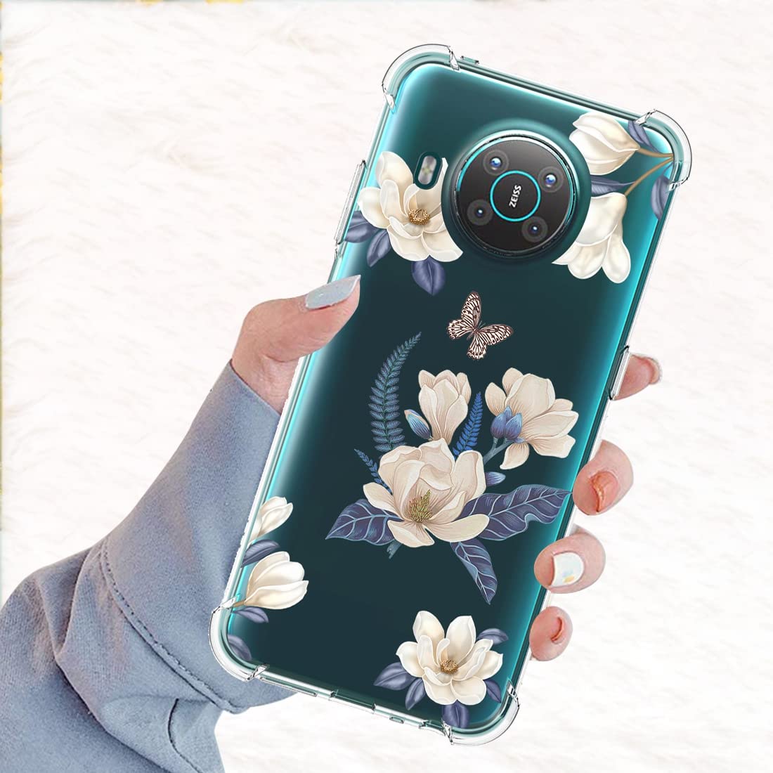 Cute Clear Slim Shockproof TPU Rubber Phone Case for Nokia X10/X20 (TA-1332/TA-1341) - Floral Pattern Protective Cover for Girls | Perfect for Everyday Use, School & Travel