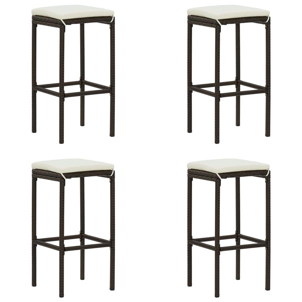5-Piece Brown VidaXL Patio Bar Set with Wood Tabletop & Cushioned Stools - Outdoor Dining Furniture for Garden, Backyard, Farmhouse & Poolside Entertaining