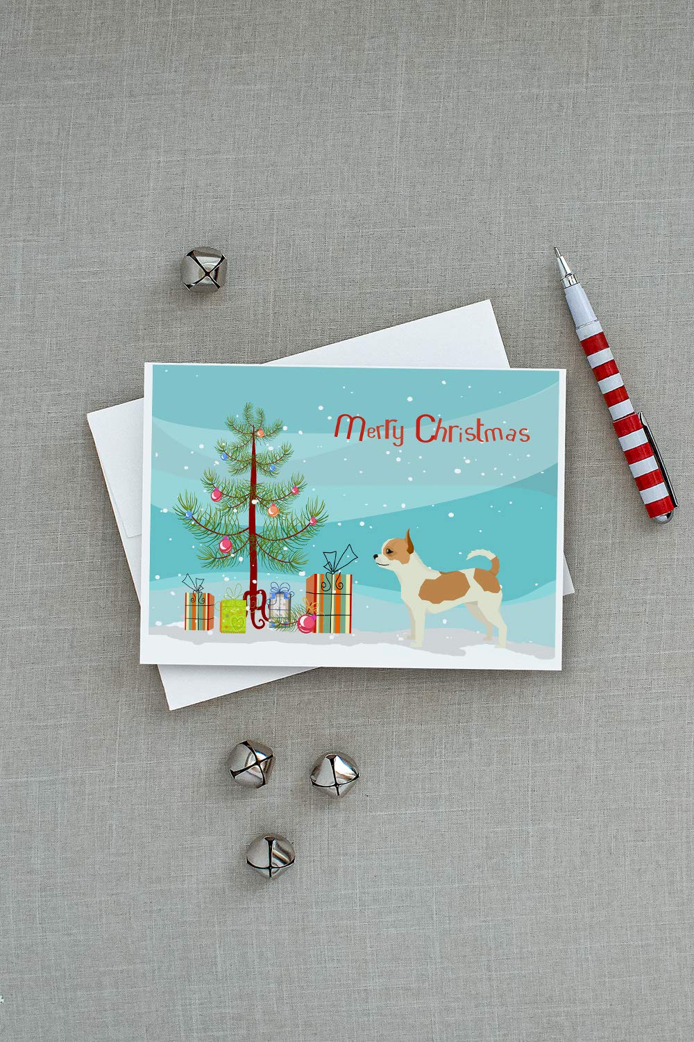 Chihuahua Christmas Tree Greeting Cards - Pack of 8 Blank A7 Note Cards (5x7 inches) with Envelopes | Whimsical Holiday Stationery for Christmas Greetings, Party Invitations & Festive Correspondence