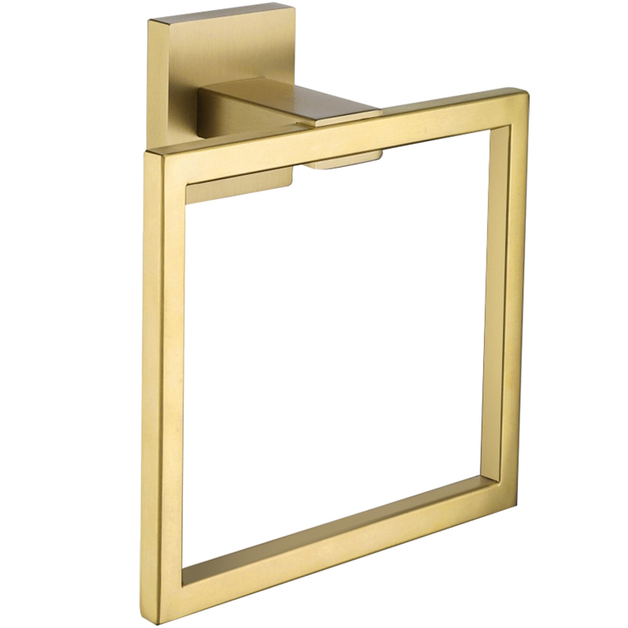 Brushed Gold Square Hand Towel Holder - SUS304 Stainless Steel Wall Mount Towel Ring for Bathroom, Kitchen & Lavatory - Modern Shower Towel Rack & Hanger (A8896BG) - Perfect for Spa, Guest Bath & Luxury Home Decor