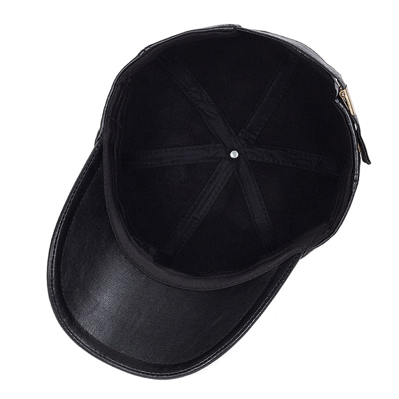 Stylish Leather Baseball Cap for Men & Women - Adjustable Snapback Hip Hop Dad Hat for Autumn & Winter Warmth | Perfect for Sports, Casual Wear & Street Fashion