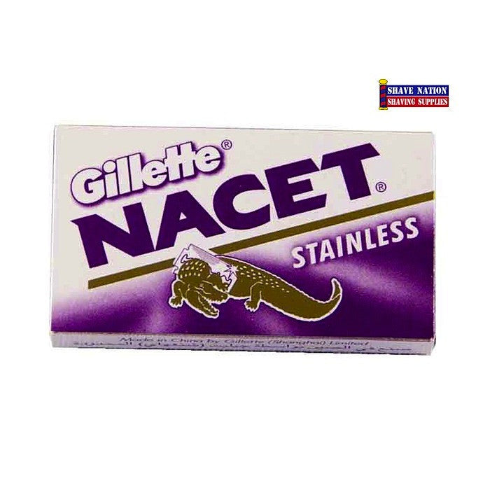 Gillette Nacet Double Edge Razor Blades - 5 Pack (5 Count) for Smooth Shaving - Perfect for Sensitive Skin & Daily Use at Home or Travel