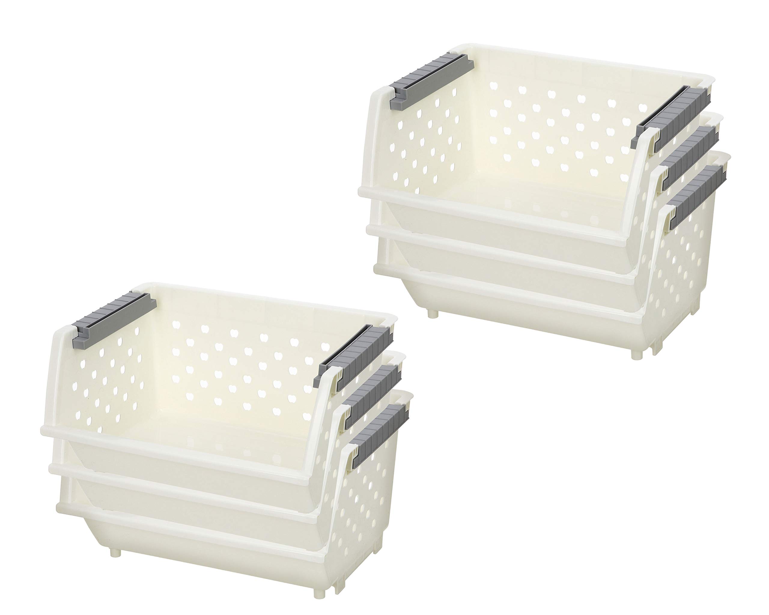 YBM Home 6-Pack Stackable Plastic Storage Bins - Organizer for Kitchen, Garage & Outdoor Use | Perfect for Canned Foods, Tools, Toys & Hardware | Durable Open-Front Design (2150) | Ideal for Pantry Organization, Garage Storage & Kids' Toy Containers