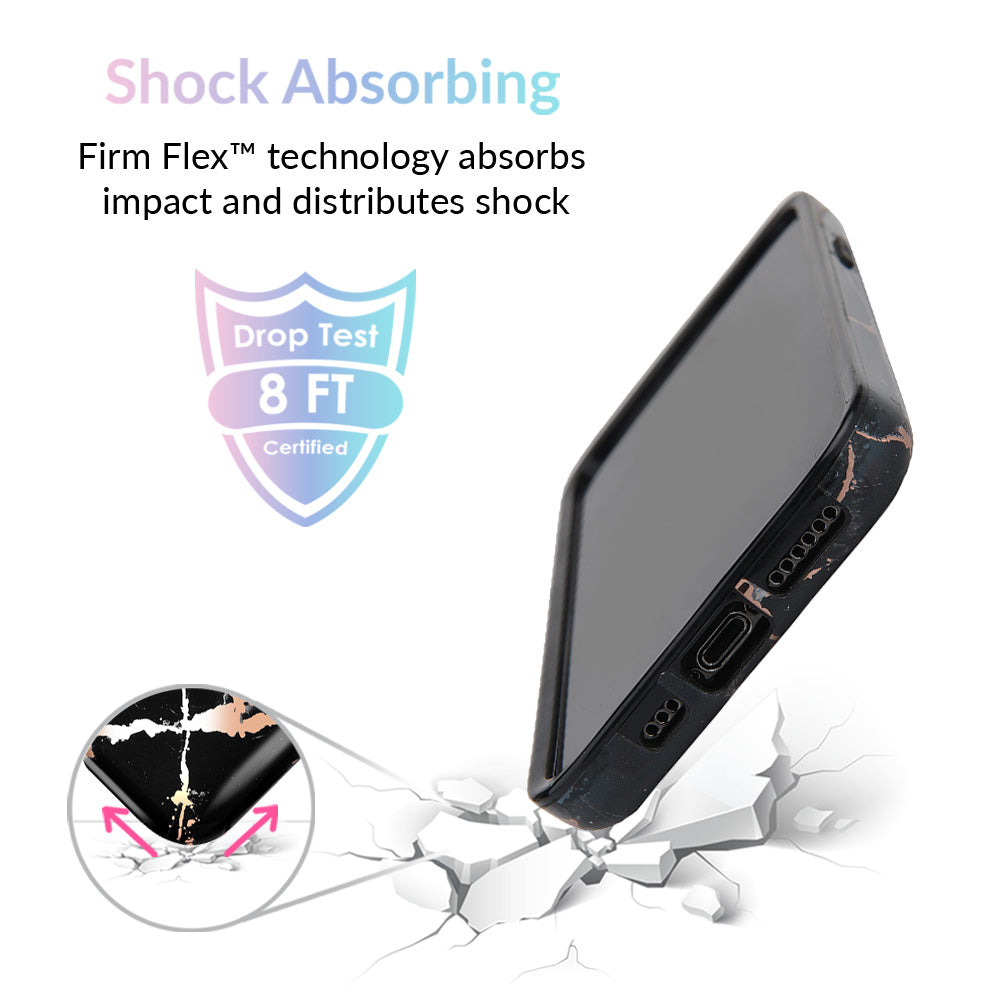 Elegant Black Marble Rose Gold Chrome iPhone Case - Slim Protective Cover for iPhone [Model] | Perfect for Everyday Use, Office & Special Occasions
