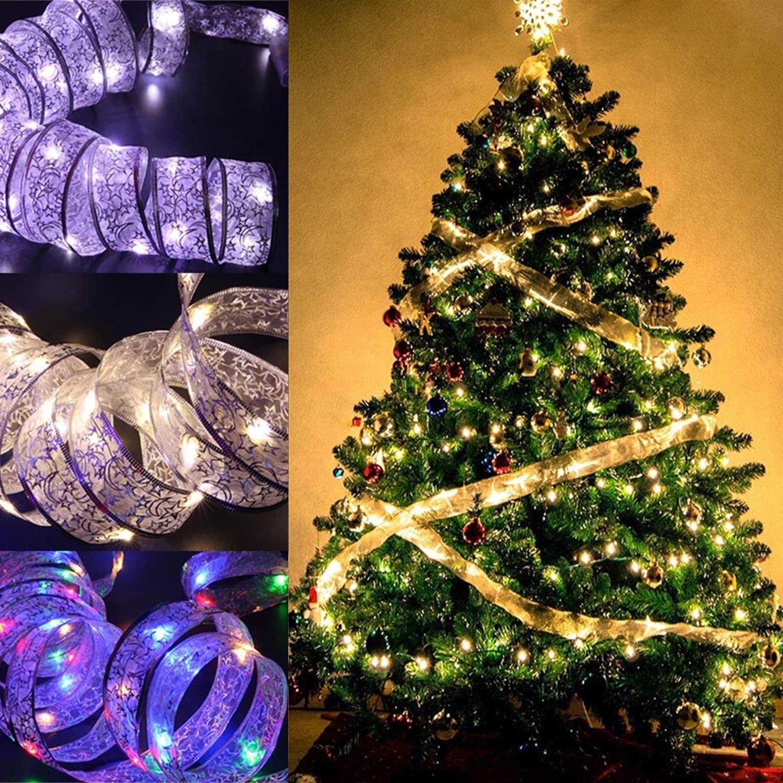 Halloween Christmas LED String Lights - DIY Ribbon Decor for Party & Yard