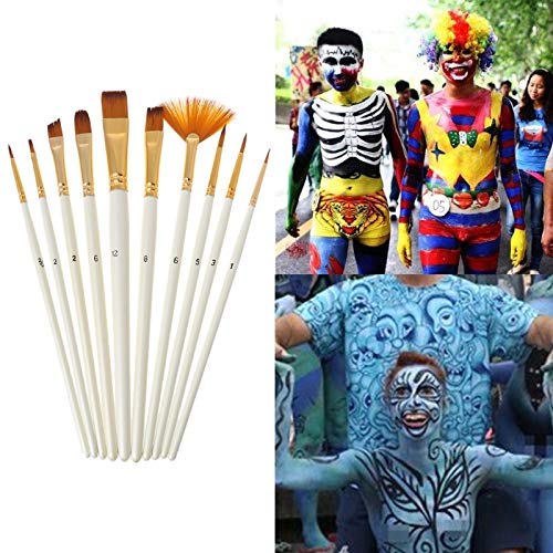 10-Piece Nylon Hair Wooden Handle Watercolor Paint Brush Set for DIY, Oil & Acrylic Painting - Perfect for Artists, Beginners & Craft Projects