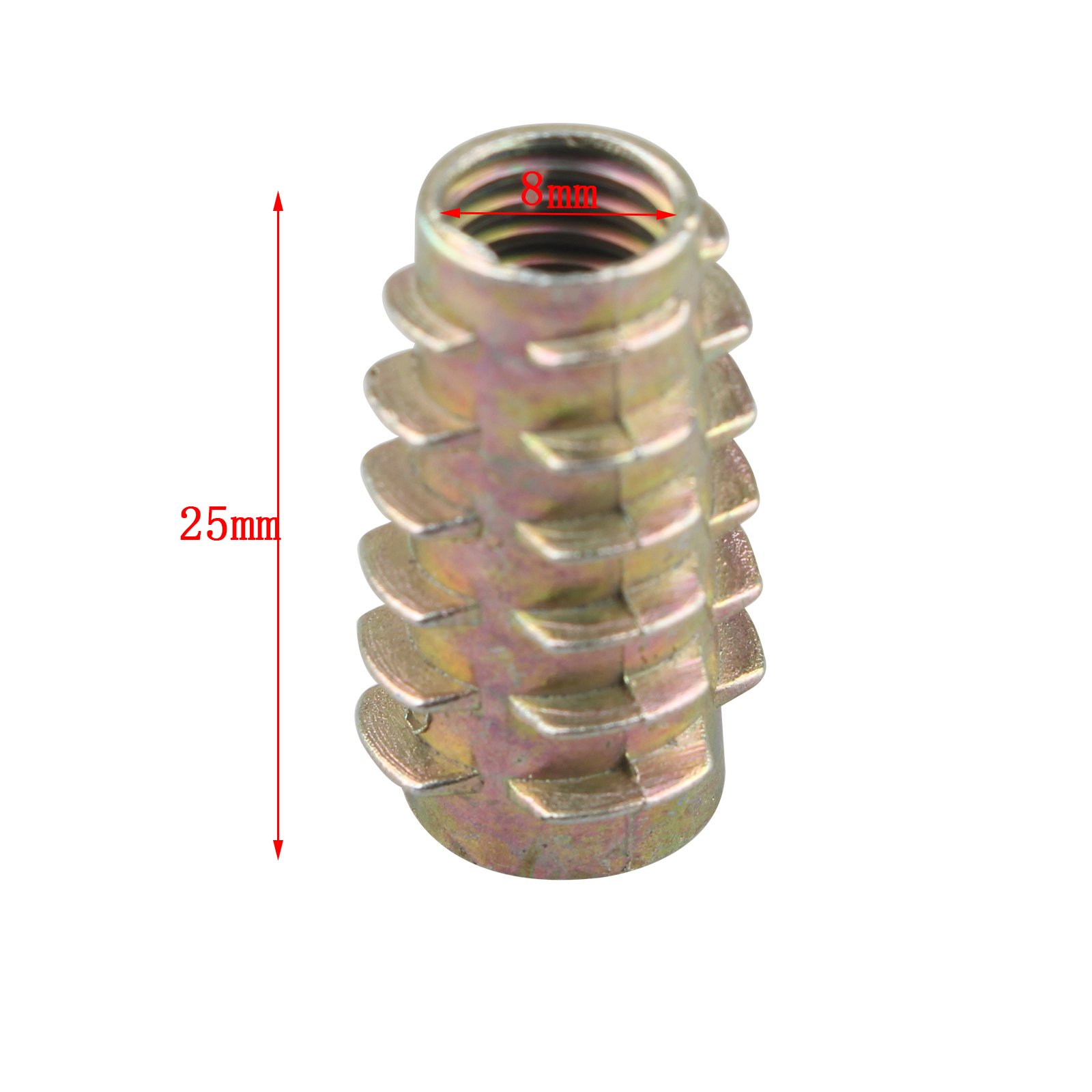 20-Pack M8 x 25mm Hex Flange Nuts - Furniture Fasteners for Wooden Beds, Wardrobes & Cribs - Durable Metal Threaded Inserts for Secure Assembly & DIY Projects
