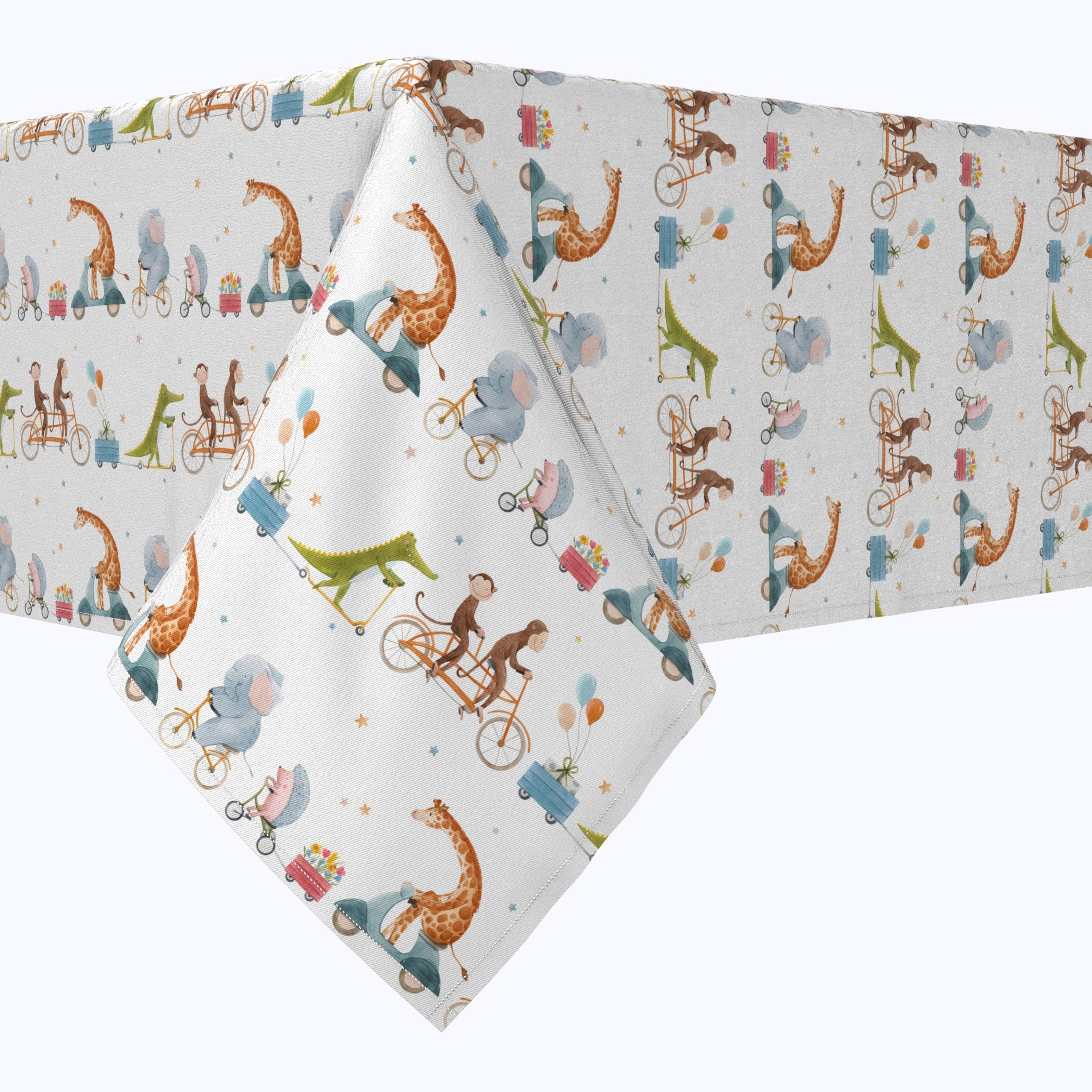Stylish Animals on Bikes Printed Tablecloths - Waterproof & Washable - Perfect for Birthday Parties, Picnics, and Outdoor Dining
