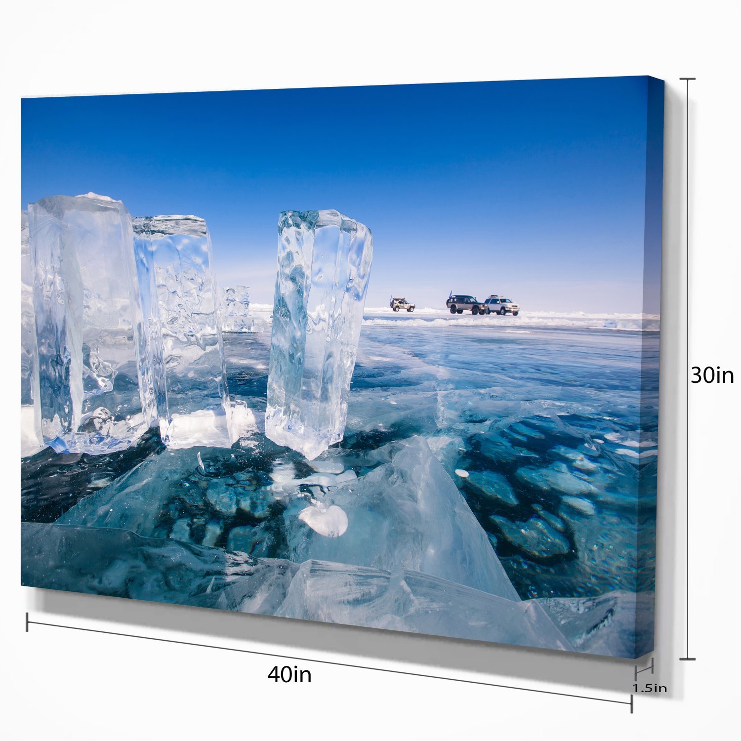 Blue Ice and Off-Road Cars Landscape Canvas Wall Art - Perfect for Living Room, Bedroom & Office Decor