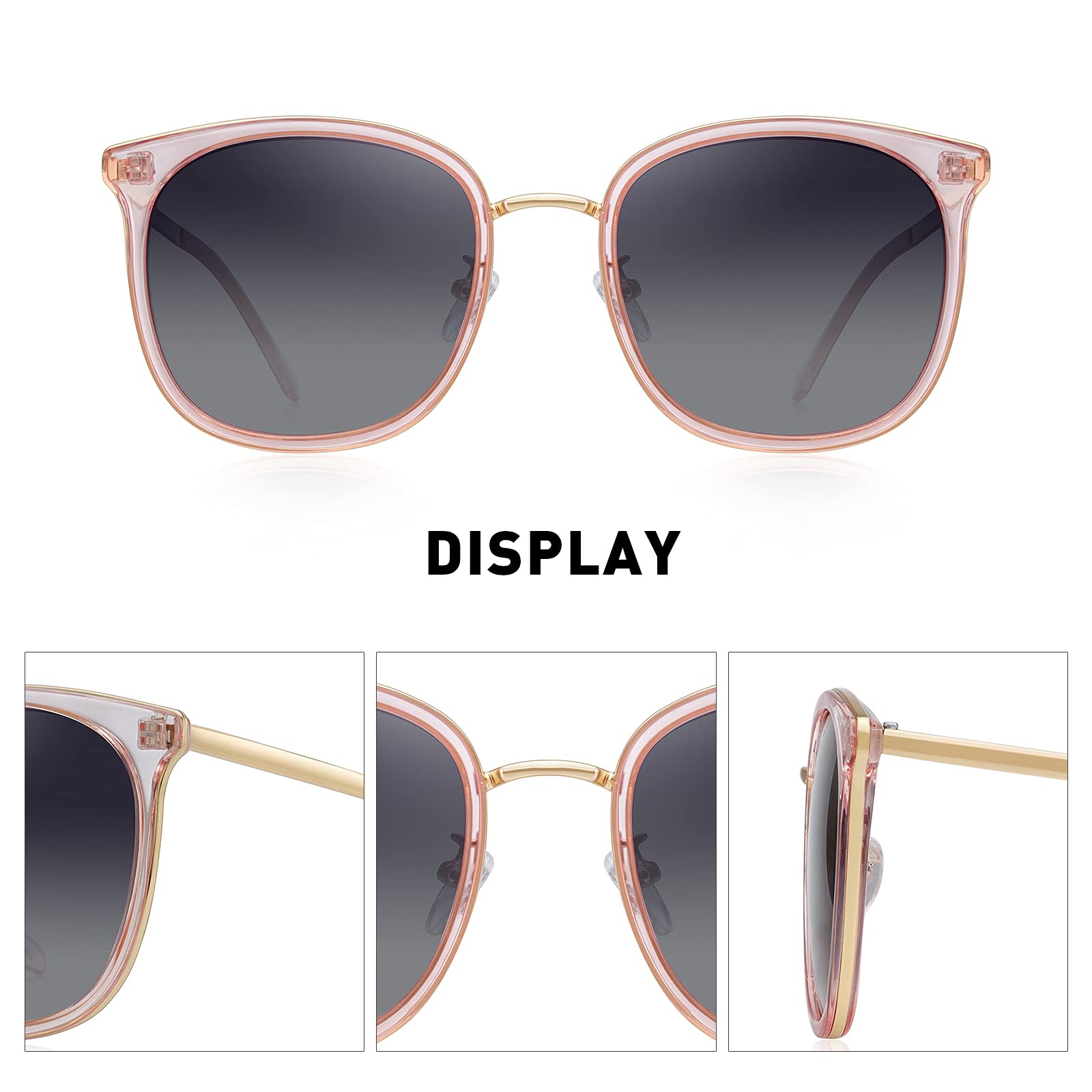 Polarized Sunglasses for Women & Men - Oversized Rectangular Metal Frame UV Protection Sunglasses - Perfect for Driving, Beach, and Outdoor Activities
