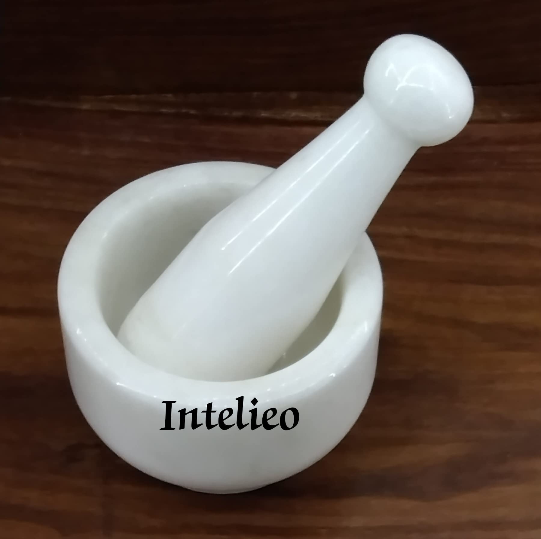 Premium Marble Mortar and Pestle Set - 4 Inch Polished White Stone Grinder for Spices, Herbs, Seasonings, Guacamole & Pesto - Perfect for Kitchen, Cooking & Food Prep - Natural Spice Crusher & Herb Grinder