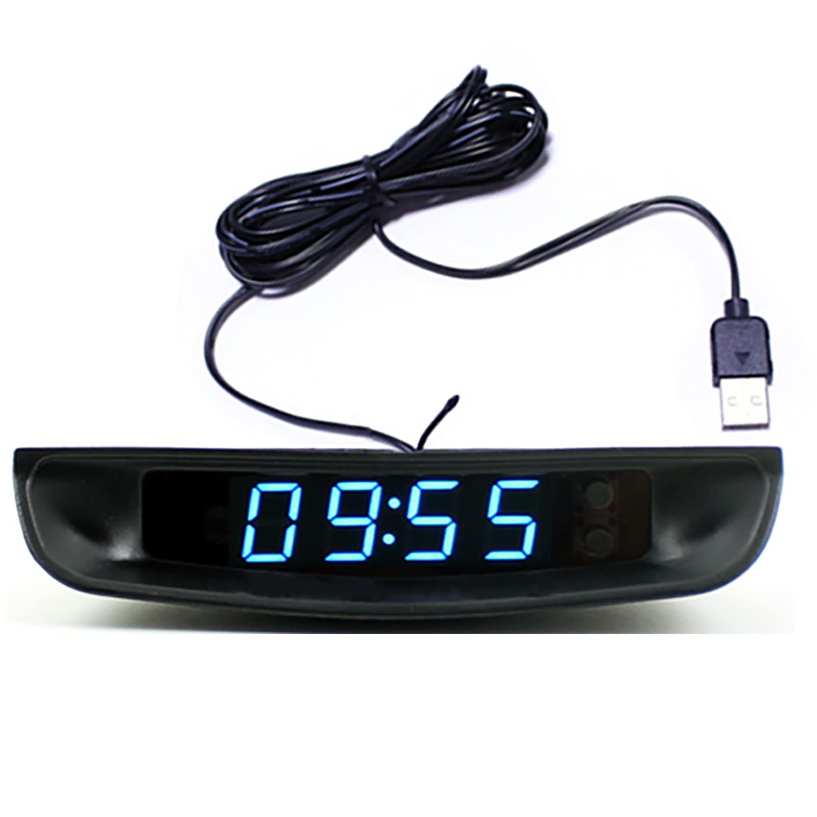 COYOUCO USB-Powered Digital Car Clock with LED Display & Adjustable Brightness - Multifunctional Auto Thermometer for Dashboard - Perfect for Road Trips, Commuting & Temperature Monitoring