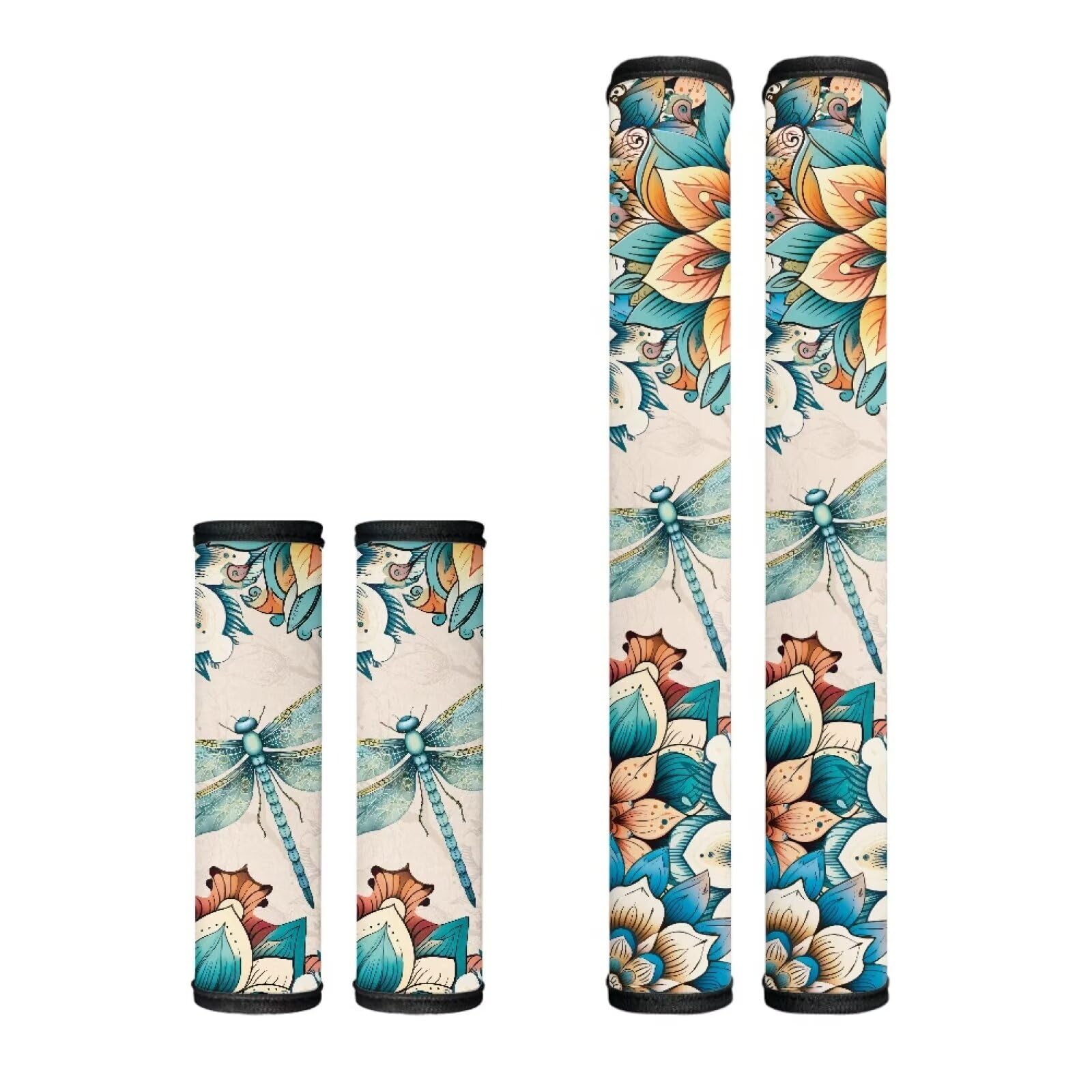 Boho Floral Hummingbird Refrigerator Handle Covers 4-Pack - Microwave & Dishwasher Door Protectors, Non-Slip Kitchen Decor for Home & Office Use