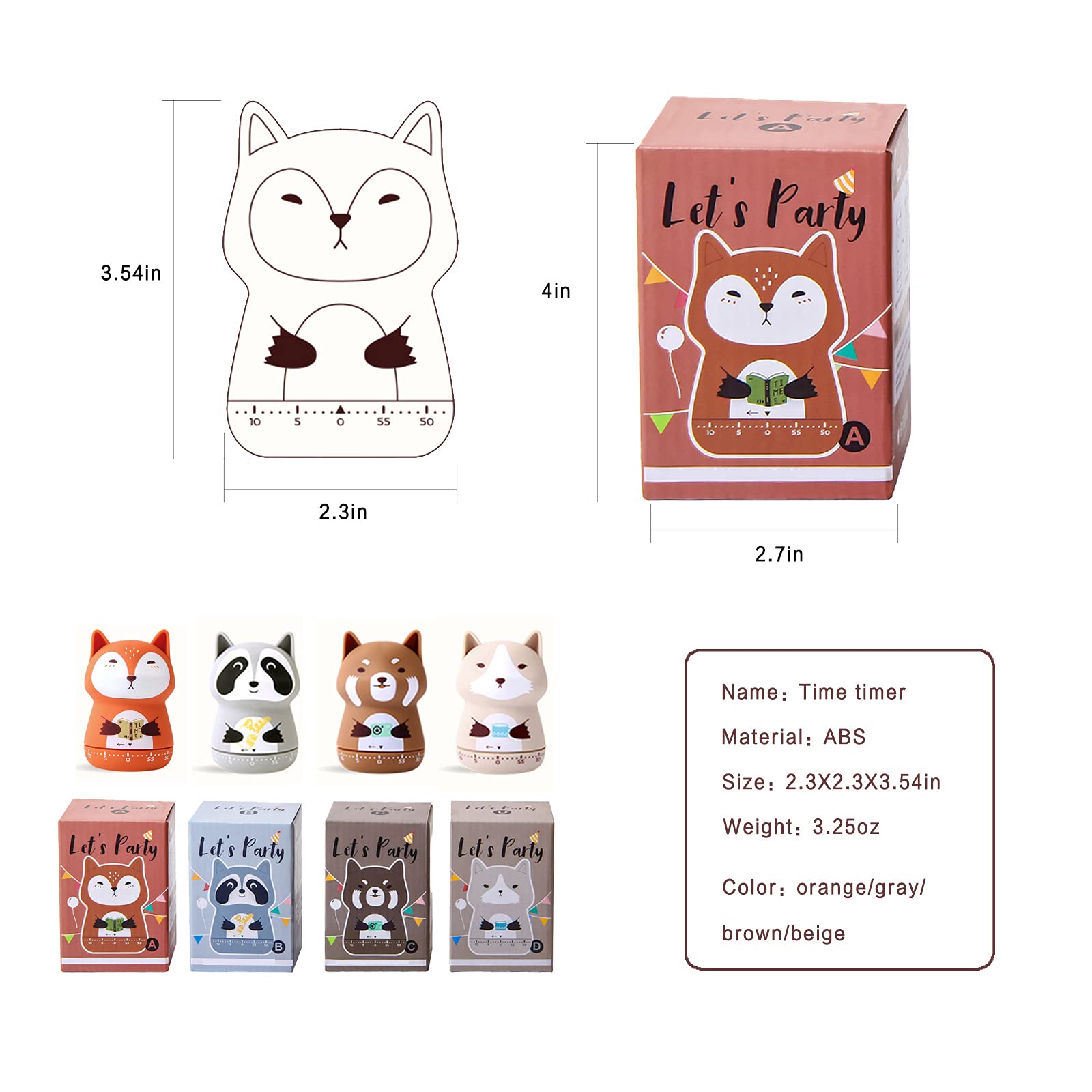2 Pack Cute Animal Kitchen Timer - 100% Mechanical Cooking Timer for Kids & Adults - 60 Minute Egg Timer for Baking, Studying, Workouts (Fox & Raccoon Design) - Perfect for Home, School & Gym Use