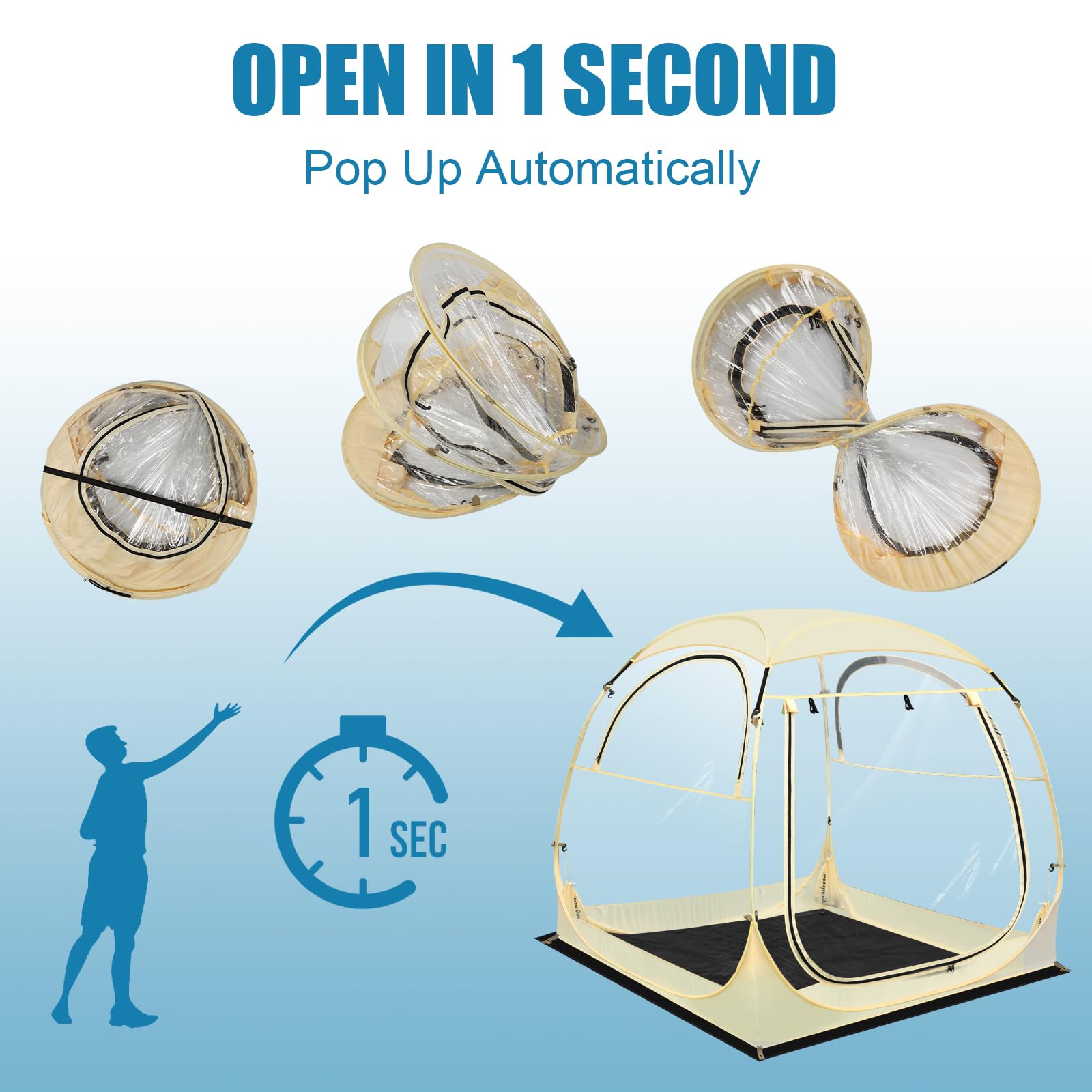 Eapele Instant Pop Up Sports Tent - 1 to 6 Person Portable Shelter for Camping, Fishing, Hiking & Outdoor Events - Waterproof Rain Protection for Picnics, Beach, Sports Games & Festivals