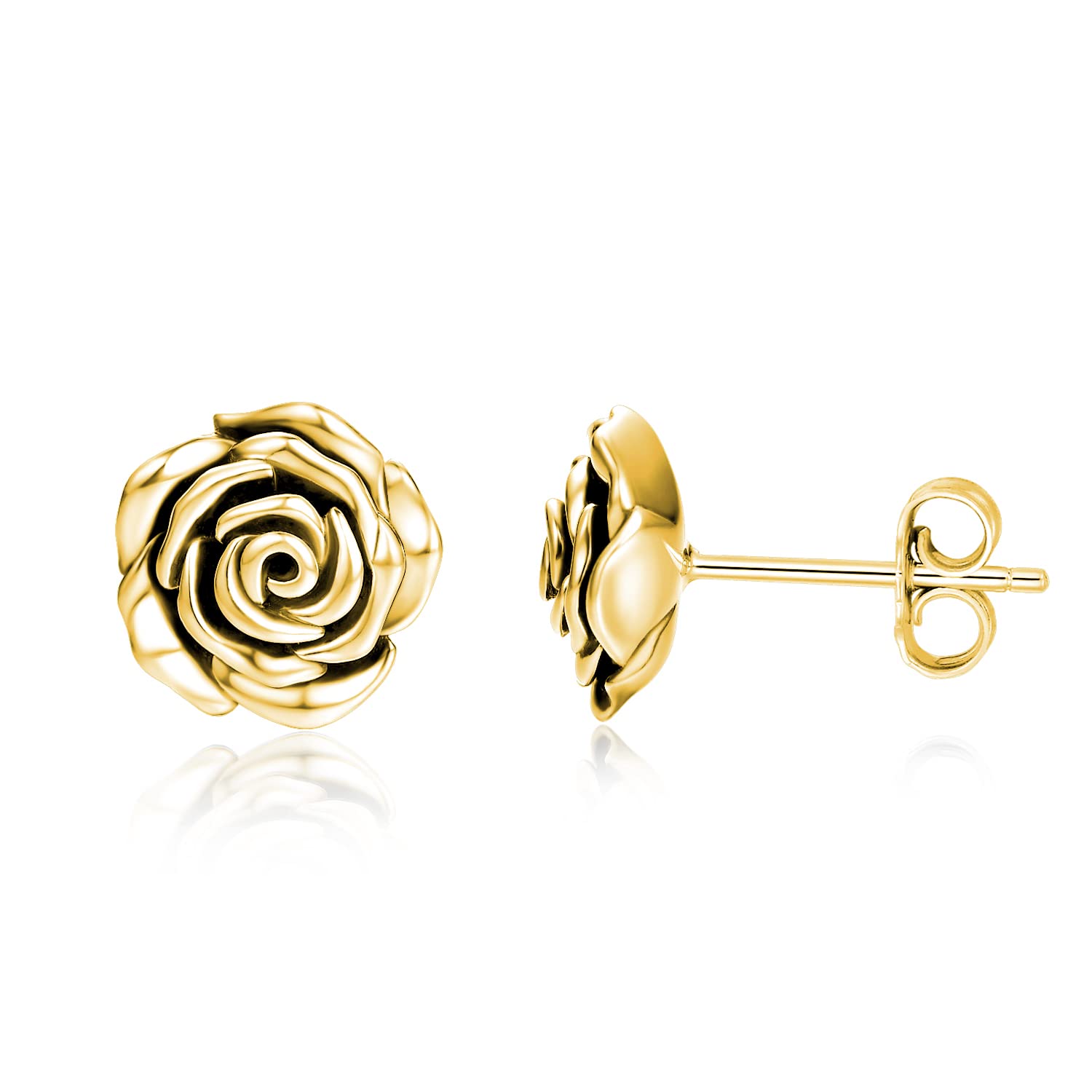 POPKIMI Sterling Silver Rose Flower Stud Earrings for Women - Romantic Rose Jewelry Gift Set for Girlfriend, Wife, Daughter (Birthday, Anniversary, Valentine's Day) - Perfect for Date Night, Wedding, Party & Everyday Wear