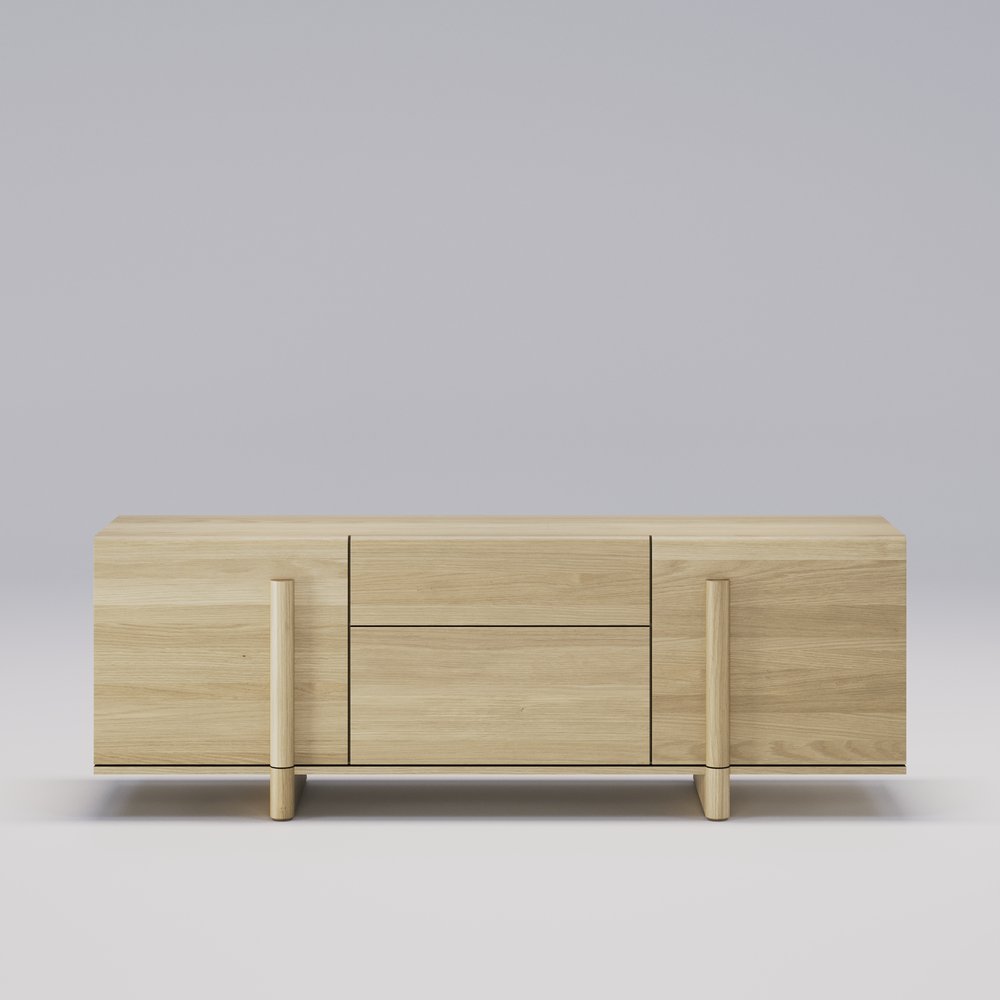 BRUTALIST Mid-Century Modern Sideboard Buffet Cabinet - Solid Wood Storage for Dining Room, Living Room & Entryway | Stylish & Functional Home Decor
