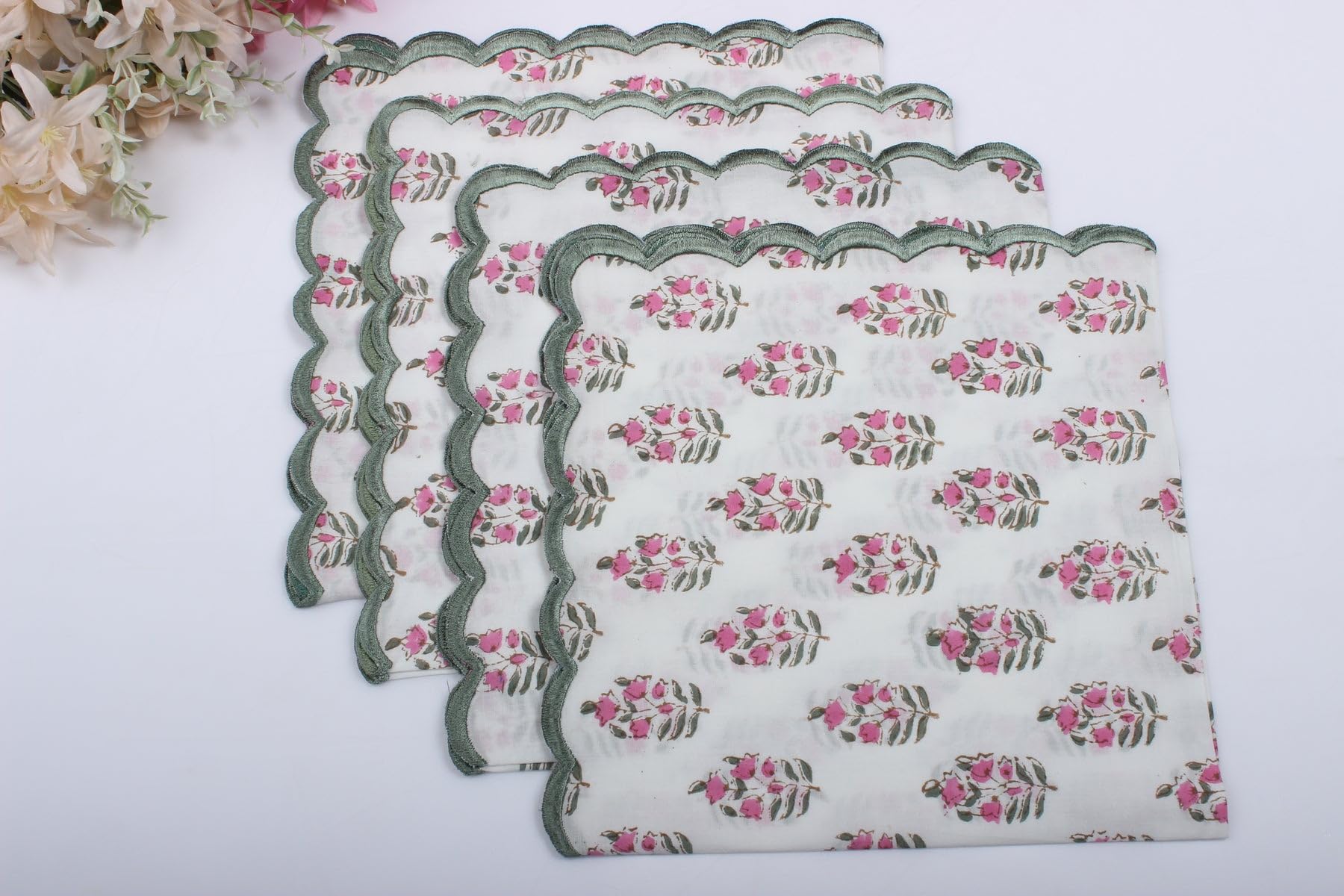 Premium Cotton Embroidery Napkins Set of 4 - 20