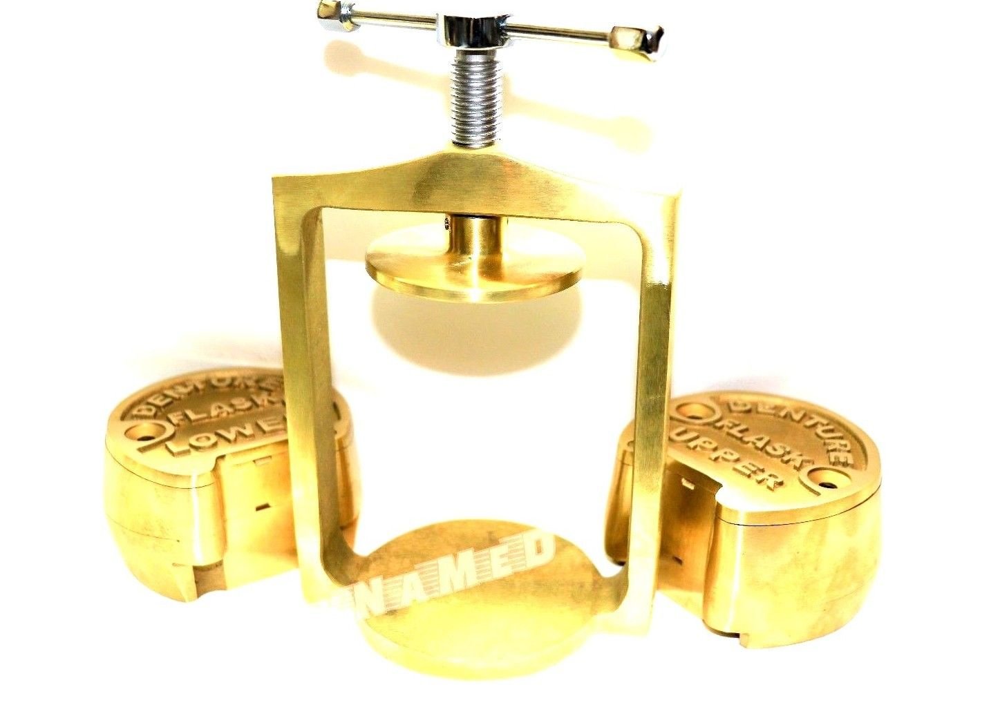 Dental Lab Spring Press with Two Flask Original Brass - 3 Piece Set for Crown & Bridge Work | CYNAMED | Perfect for Dental Technicians & Prosthodontics