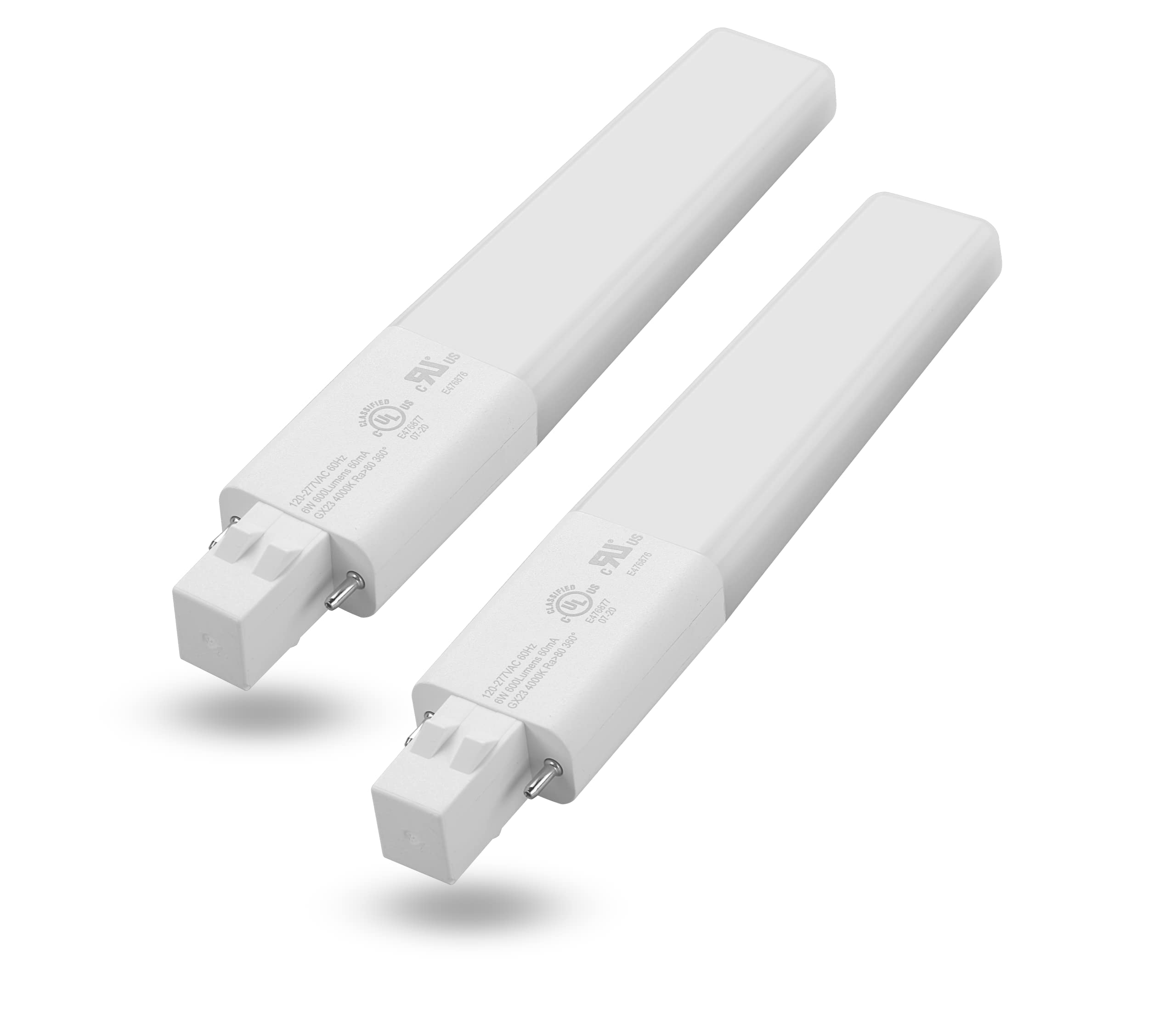 Plug & Play Legental 6W (13W CFL Equivalent) LED Stick PL Bulb with GX23-2 Pin Base - 600LM Warm White 3000K - 120-277V & CFL Ballast Compatible - UL Classified - 2 Pack - Perfect for Home, Office, and Commercial Lighting