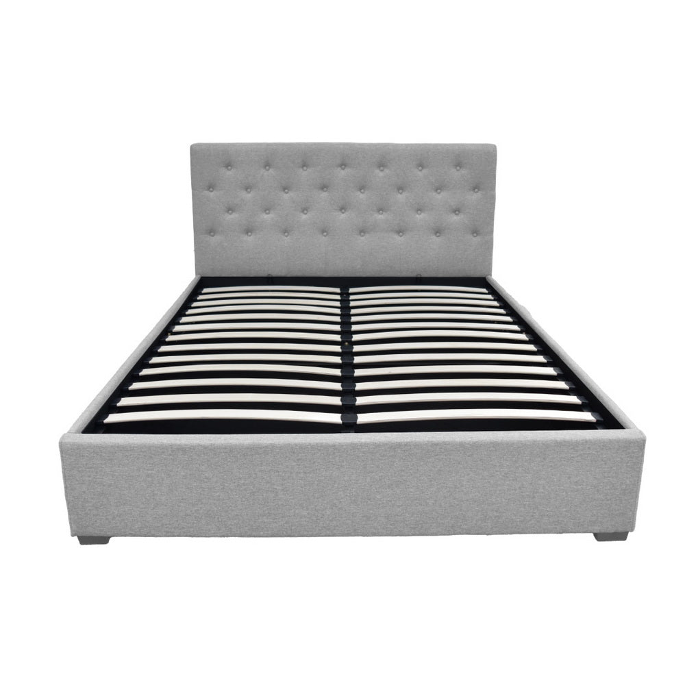 Dorilla Gas Lift Storage Queen Bed Frame with Hydraulic System - Grey | Modern Platform Bed with Underbed Storage for Small Spaces & Apartments