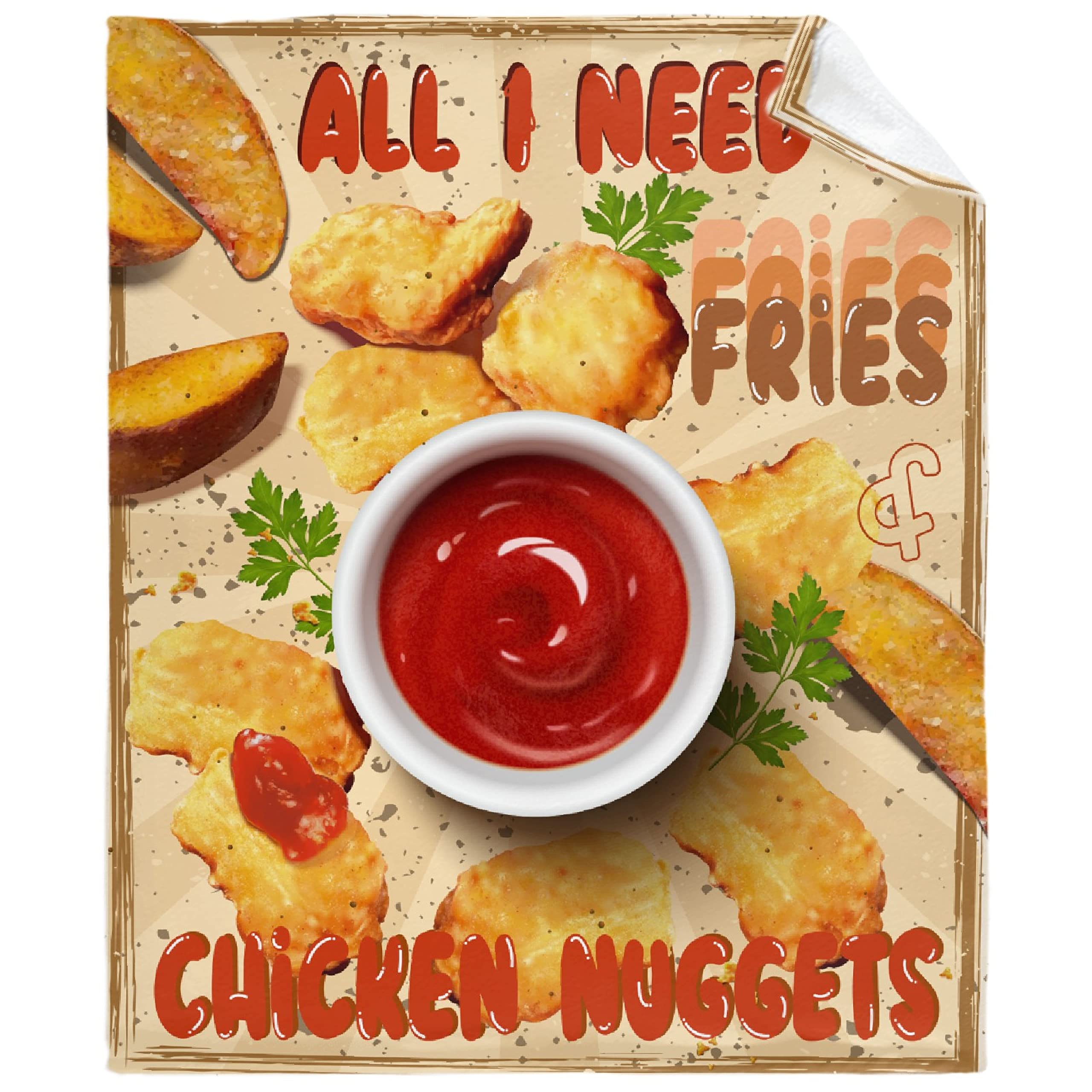 Funny Chicken Nuggets Fleece Blanket - Soft Cozy Warm Plush Throw for Girls & Women | XL 120x90in Lightweight Quilt for Bed, Sofa, Couch | Perfect Gift for Fast Food Lovers & Netflix Binge Watching