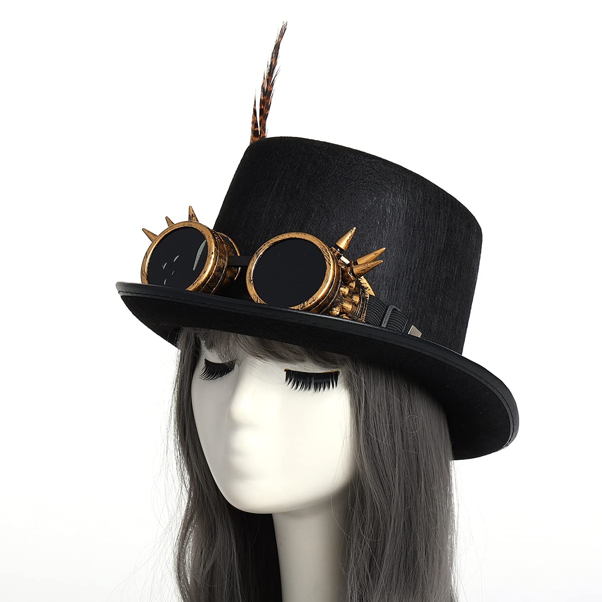 Steampunk Top Hat with Goggles for Women & Men - Victorian Gothic Halloween Costume Accessory - Perfect for Cosplay, Halloween Parties, and Themed Events