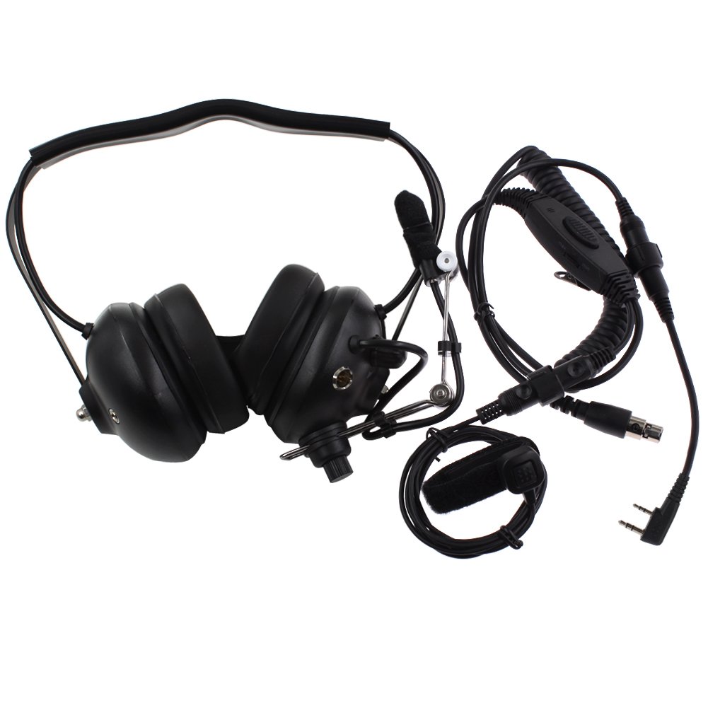 Professional Military-Grade Noise Cancelling Overhead Headset with Boom Microphone & PTT Button - Compatible with Kenwood Nexedge, Hytera, Puxing, Wouxun 2-Pin Radios - Ideal for Tactical Operations, Security, and Outdoor Adventures