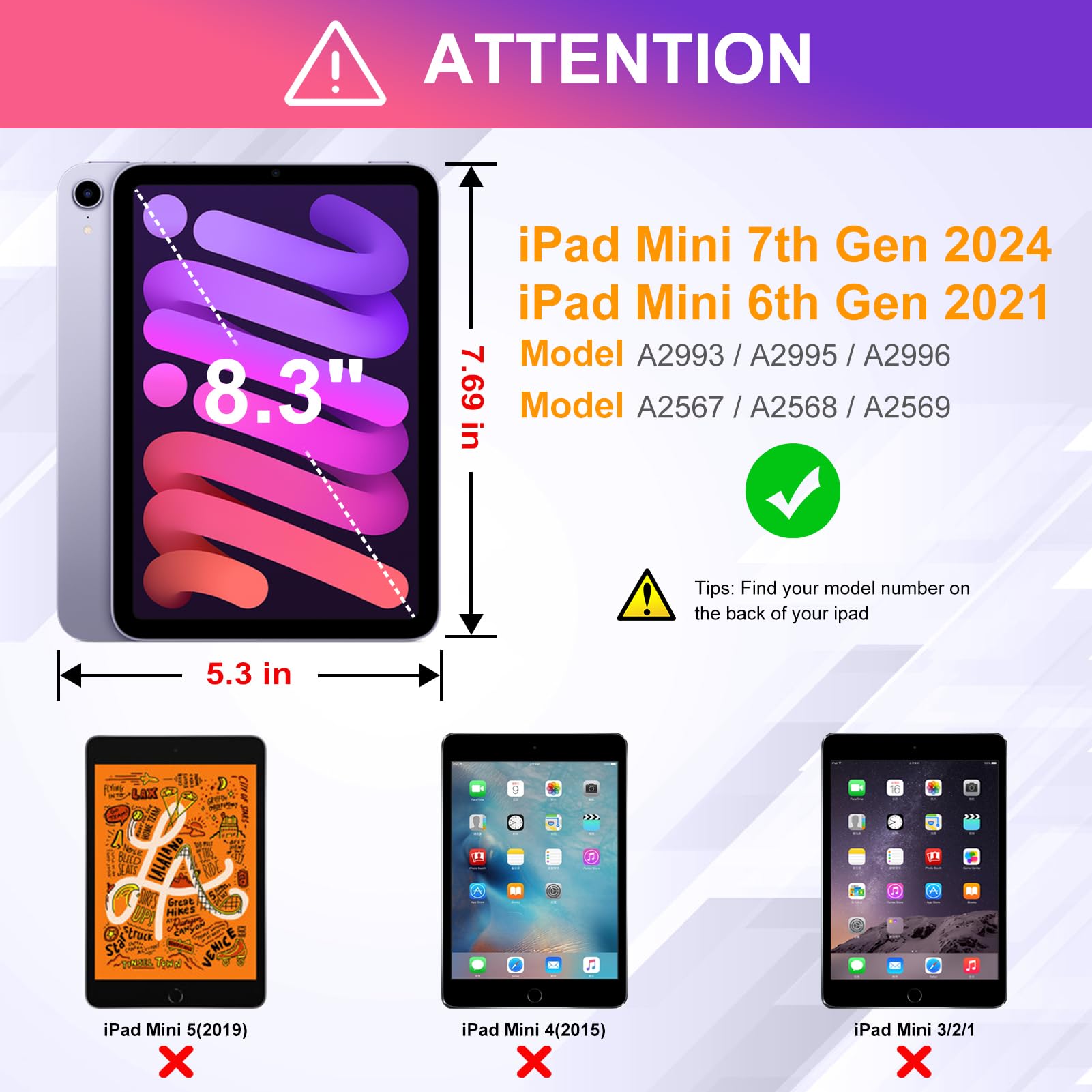 DTTO Premium Silk Pattern Slim Trifold Stand Hard Cover Case for iPad Mini 7 (A17 Pro) 2024 & iPad Mini 6 2021 8.3 Inch | Auto Wake/Sleep | Touch ID Support | Snow Blue | Perfect for Work, Travel & Home Use