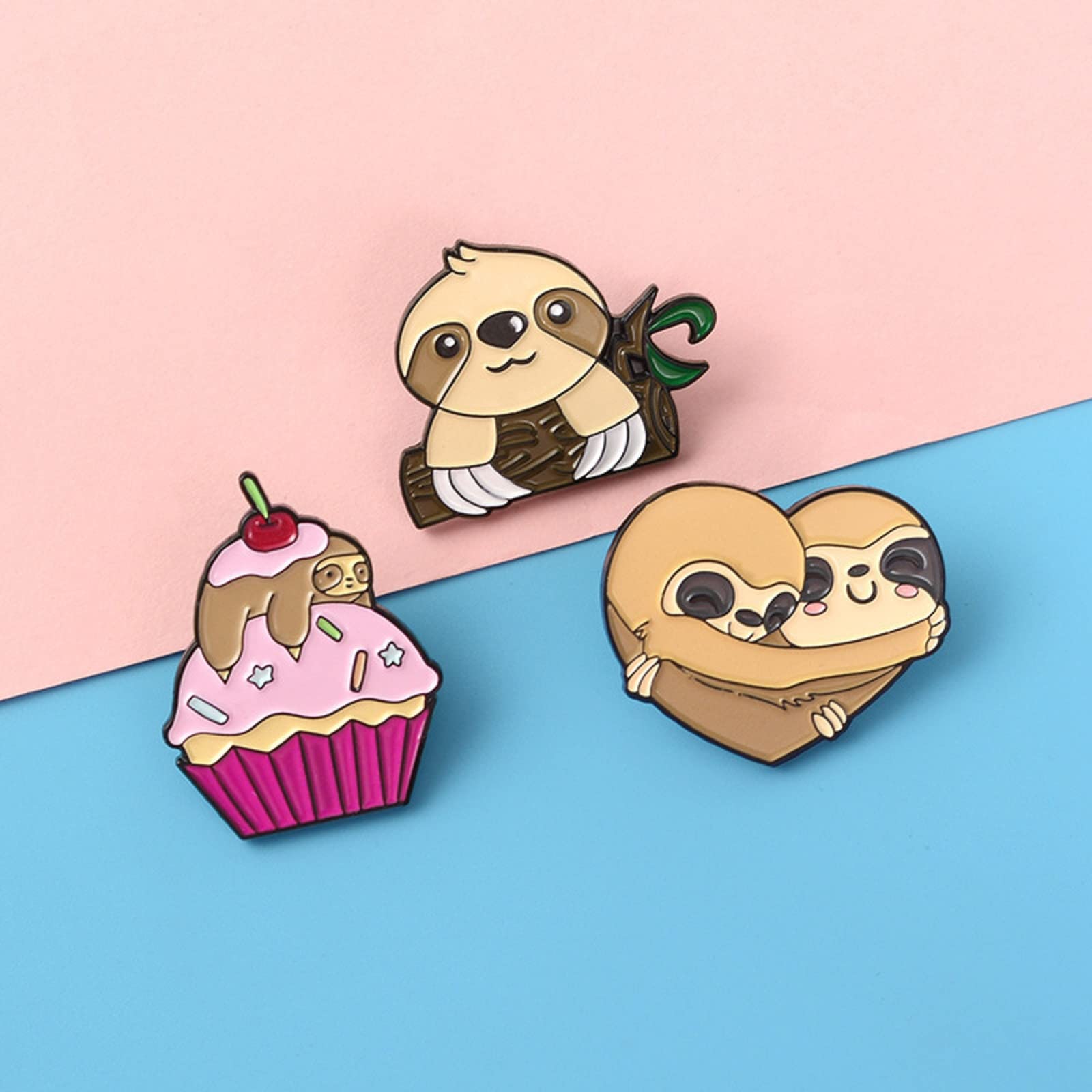 MJartoria Sloth Enamel Brooch Pins Set - 7pcs Cute Cartoon Animal Badges for Backpacks, Jackets, Bags & Clothing Accessories (Brown Sloth Design) - Perfect for Gifts, DIY Crafts & Fashion Decoration