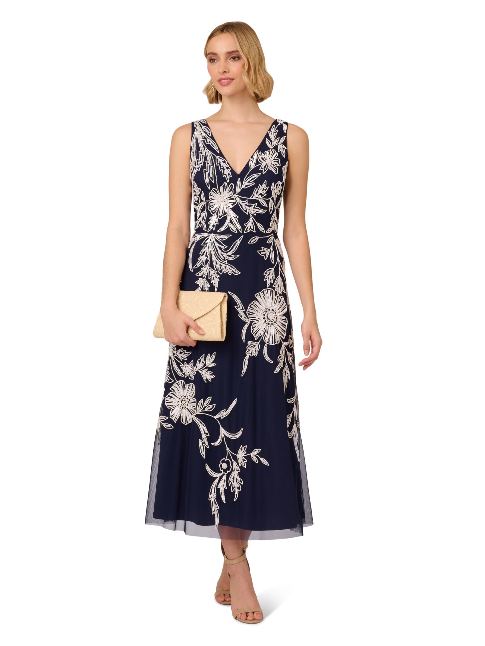 Adrianna Papell Women's Beaded Sleeveless Cocktail Dress for Evening Parties & Special Occasions
