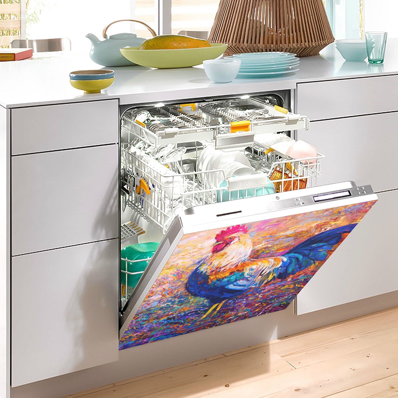 JIPONI Modern Art Rooster Dishwasher Magnetic Cover - 23