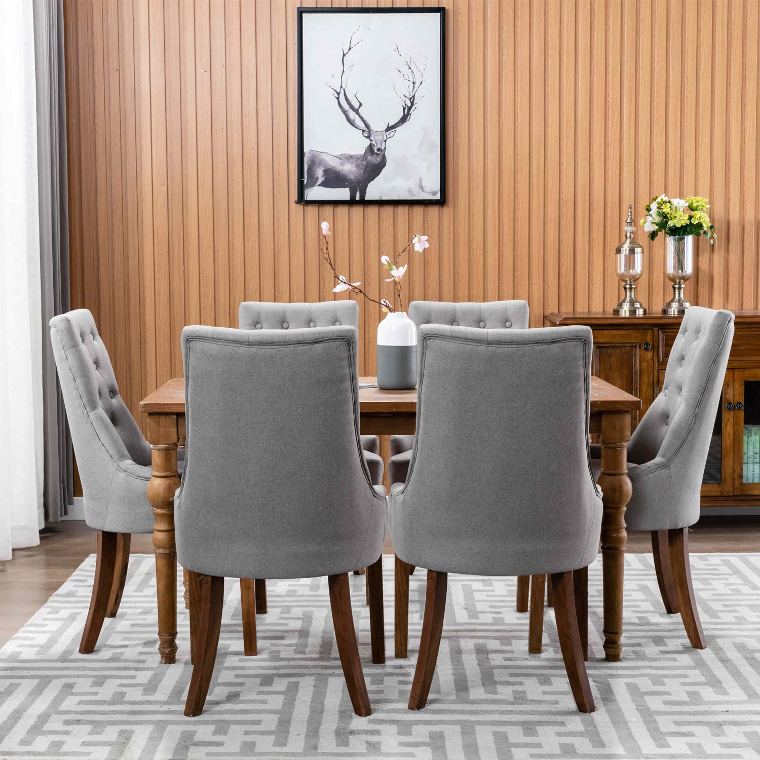 COLAMY 4-Piece Wingback Upholstered Dining Chair Set - Tufted Fabric Side Chairs for Dining Room, Living Room & Kitchen - Light Grey Home Decor | Perfect for Formal Dining, Breakfast Nook & Cozy Seating Areas