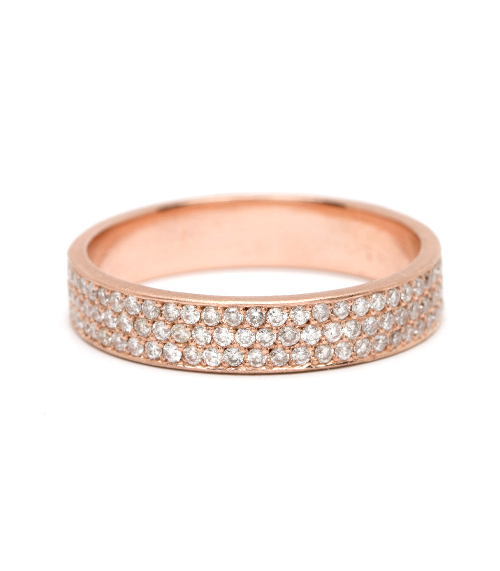 14K Gold Thee Row Diamond Pave Eternity Band Ring for Women - Wedding, Anniversary & Special Occasion Jewelry Gift