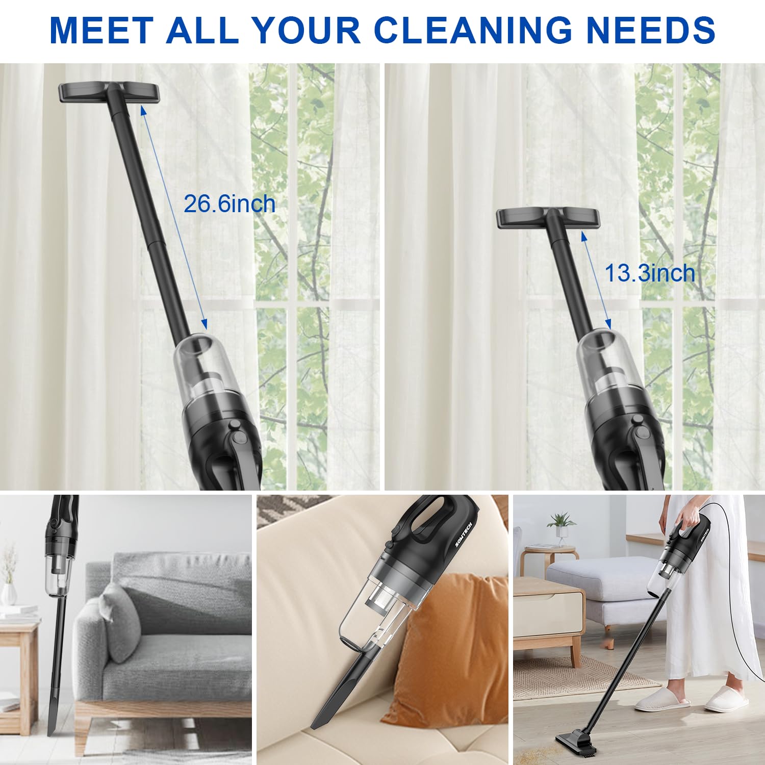 20KPa Powerful Suction Ultra-Light Stick Vacuum Cleaner - Cordless for Hard Floors & Pet Hair | Ideal for Home Cleaning, Car Interiors & Pet Owners