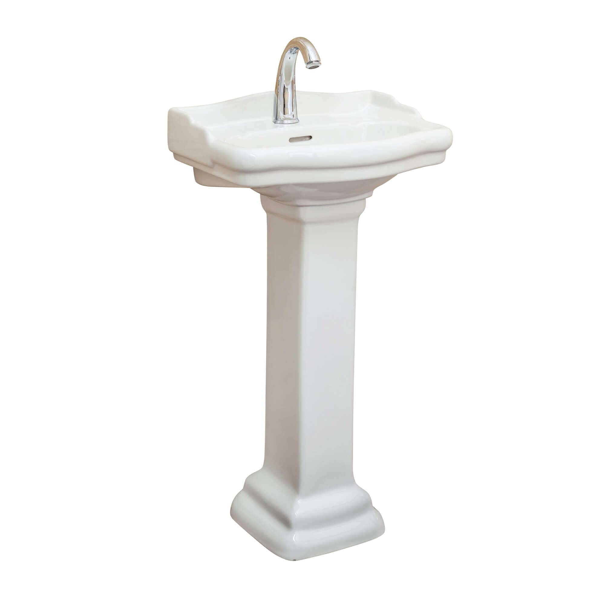 Fine Fixtures Roosevelt 18-Inch Pedestal Bathroom Sink - Durable Vitreous China Ceramic Small Sink with Single Hole Faucet - Perfect for Modern Bathrooms, Powder Rooms & Small Space Solutions