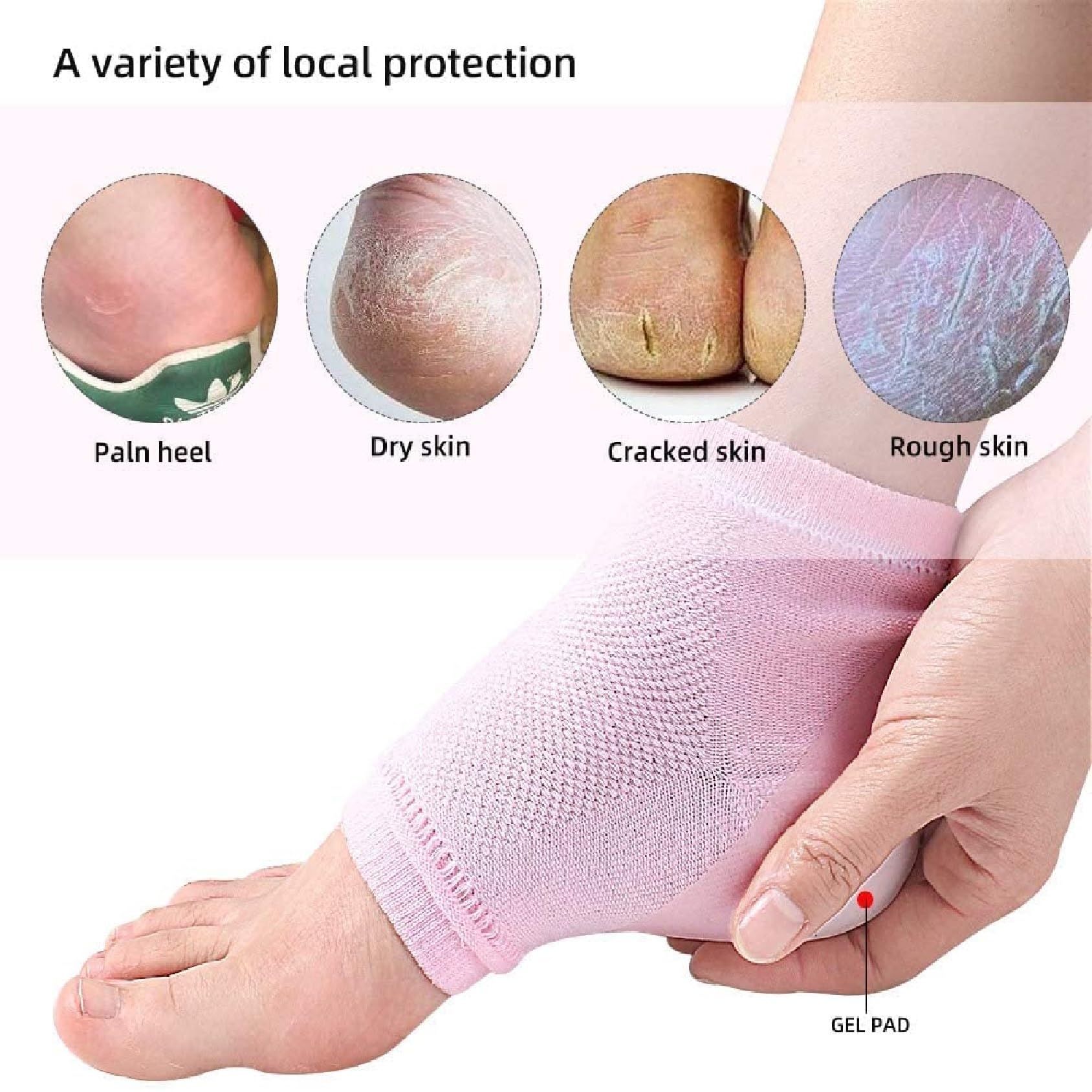 Heel Pain Relief Socks for Men & Women - Moisturizing Silicone Gel Cotton Heel Protector Socks, Toe-Free Design, Multi-Color - Perfect for Sleeping, Walking & Foot Care