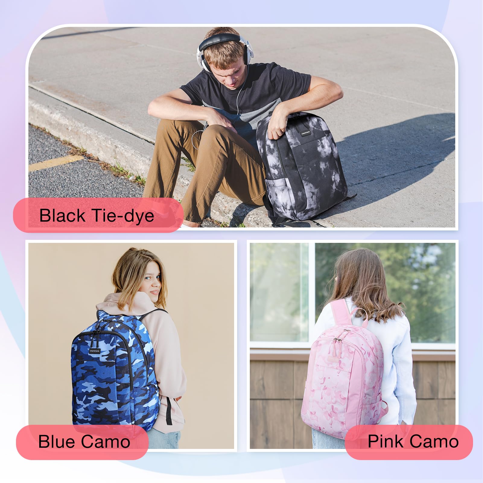 Mommore Lightweight Water-Resistant School Backpack for Girls & Boys - Durable Bookbag for Elementary Students - Perfect for School, Travel & Daily Use