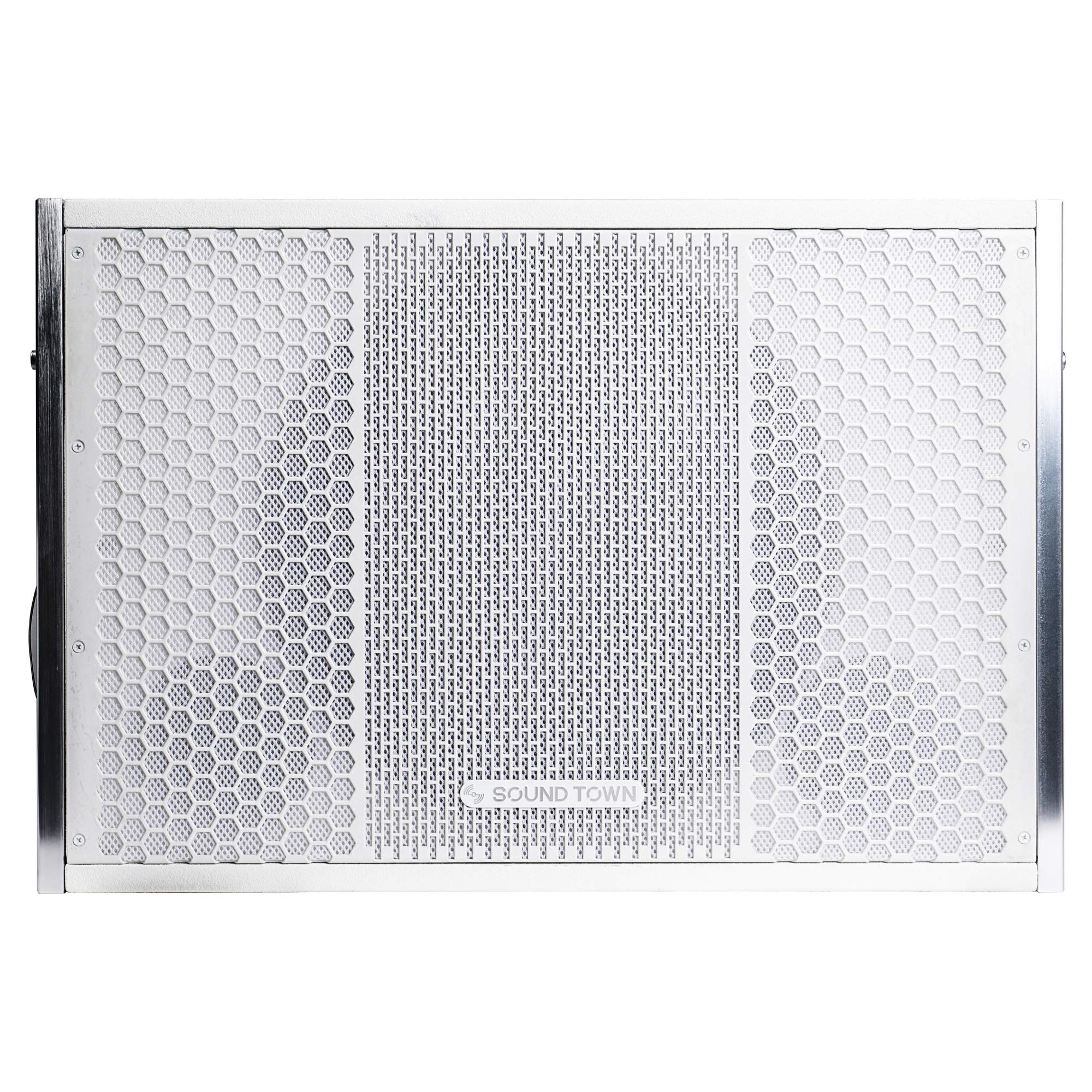 Sound Town ZETHUS Series 15-inch Line Array Speaker System with Subwoofer & 4 Compact 2x5-inch Speakers - Professional PA Sound System for Concerts, DJ Events & Live Performances (White)
