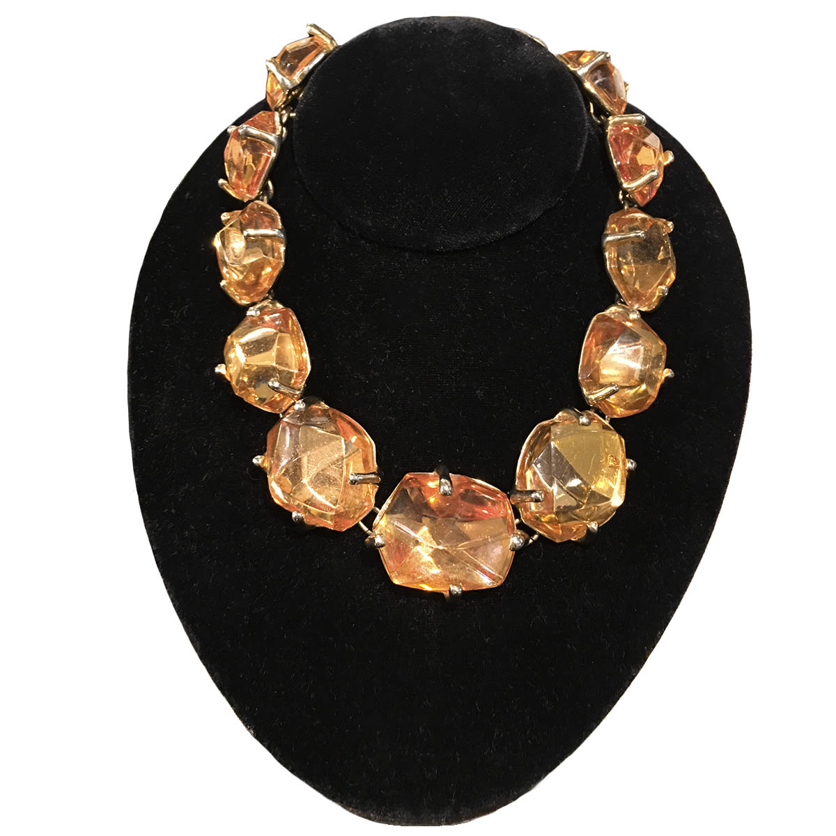 Vintage YSL Graduated Amber Resin Nugget Necklace c.1980 - Authentic 1980s Yves Saint Laurent Statement Jewelry for Women, Perfect for Vintage Fashion Lovers & Special Occasions