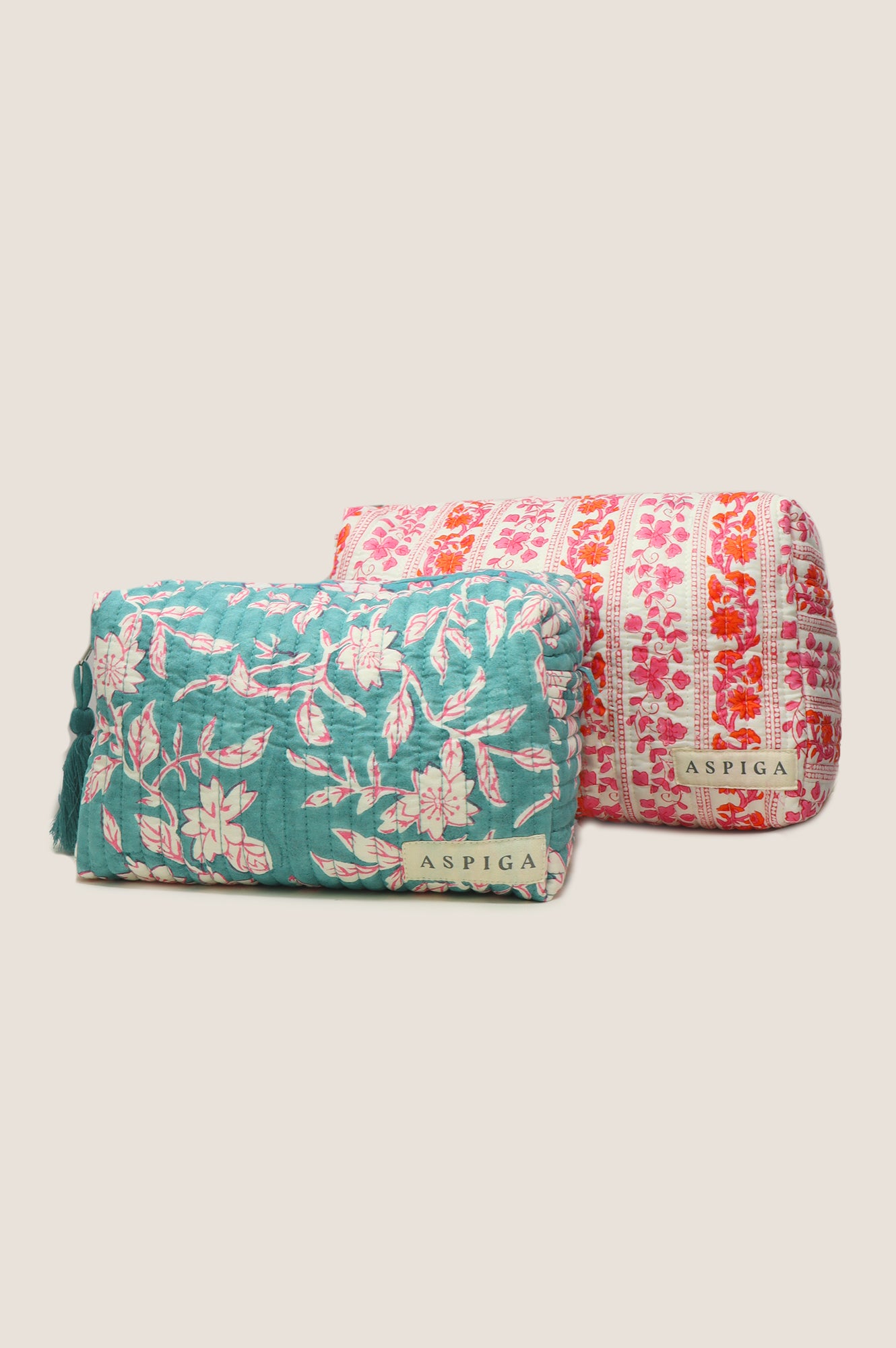 Japanese Flower Sea Green Medium Block Print Wash Bag - Travel Laundry Organizer for Gym, Beach & Camping