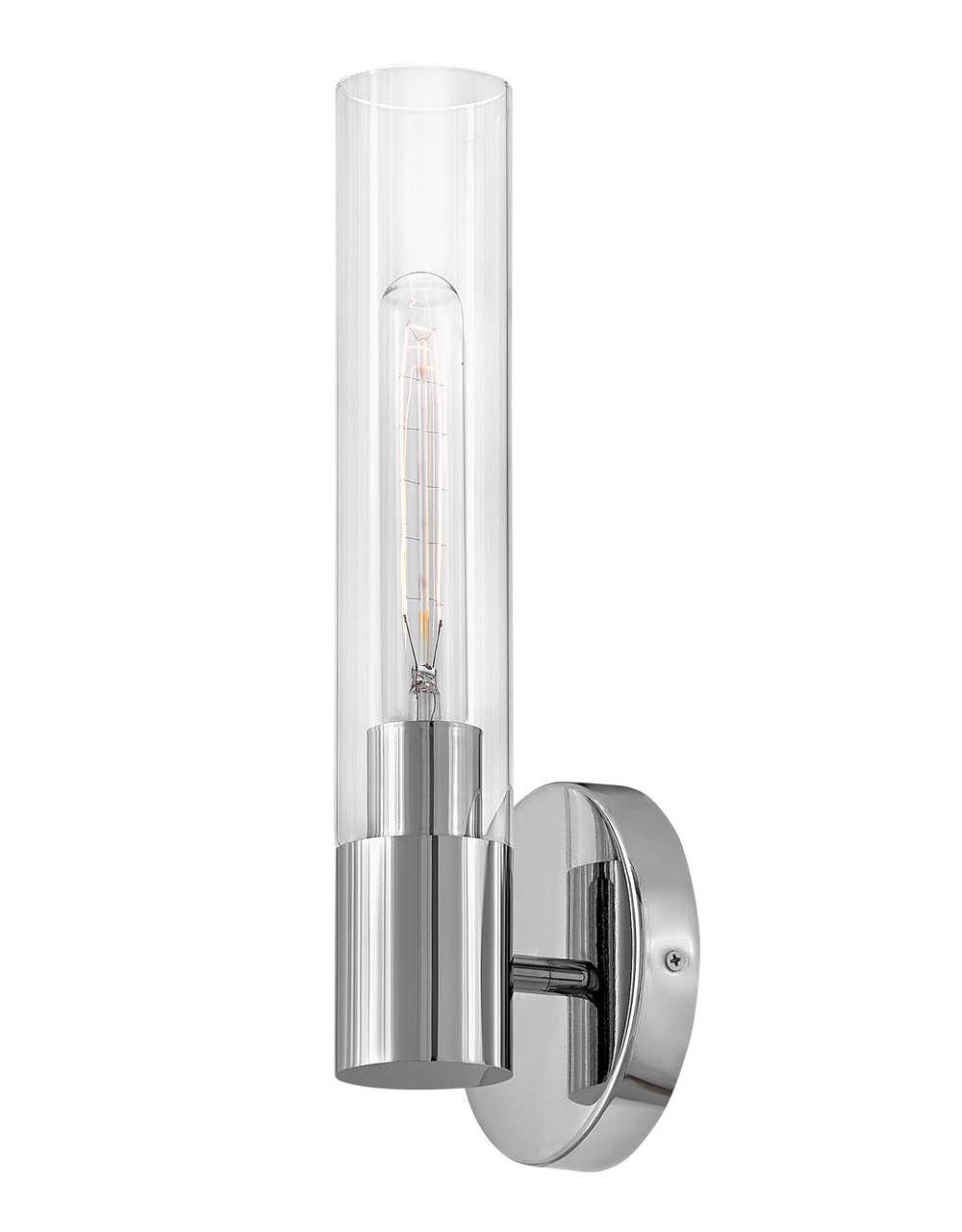 Lark Shea 85400CM Single Bathroom Vanity Light - Cylindrical Clear Glass Wall Sconce, Up or Down Mount - Chrome Finish for Bathroom, Powder Room, or Dressing Area Lighting
