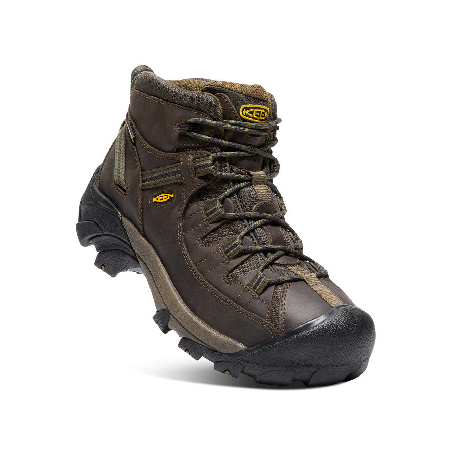Men's KEEN Targhee II Waterproof Hiking Boots - Wide Mid Cut, Dark Olive/Canteen - Lightweight & Durable for Outdoor Adventures, Trail Running & Camping