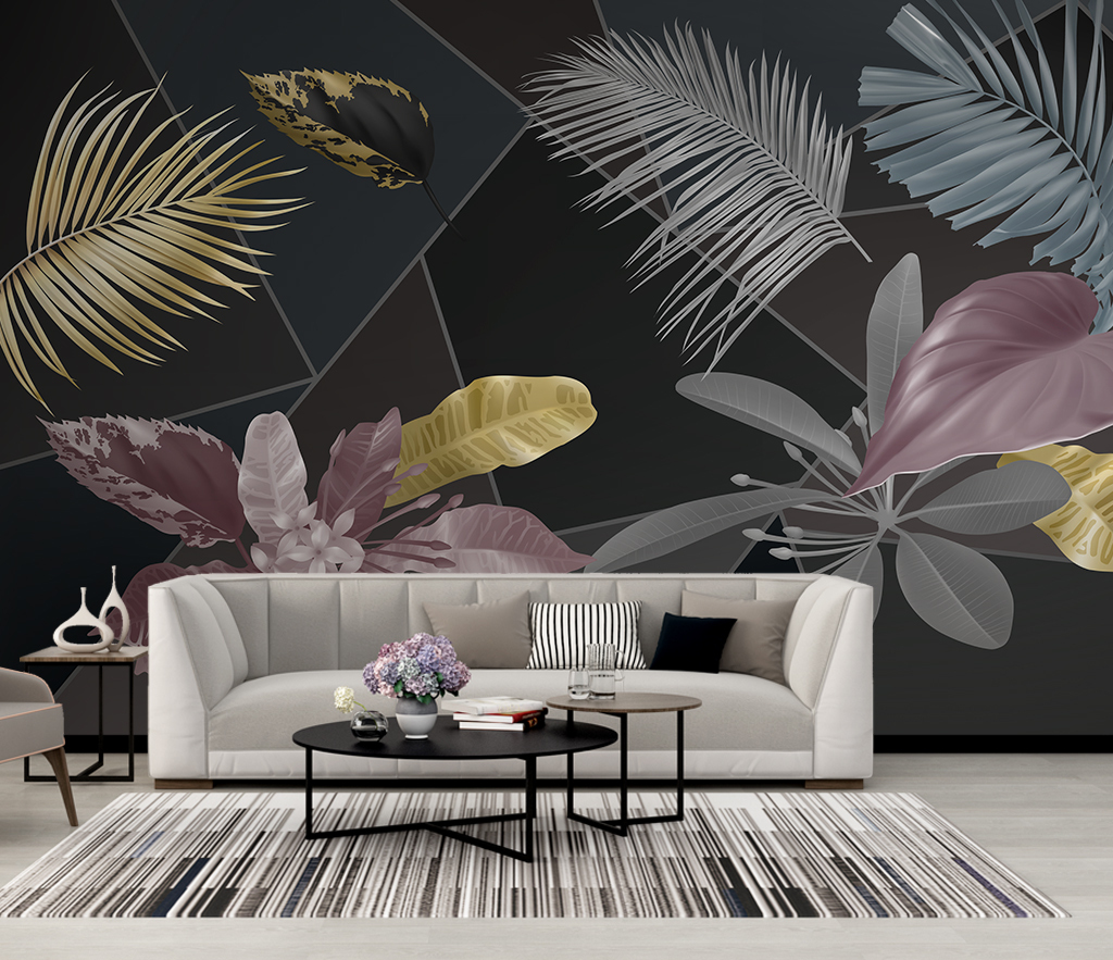 Premium Black Leaf Pattern Wallpaper Murals - Self-Adhesive Peel & Stick Wallpaper for Living Room, Bedroom, Home Decor (24