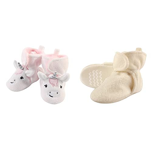 Hudson Baby Fleece Booties 2-Pack - Silver Unicorn Cream for 18-24 Months | Cozy Winter Footwear