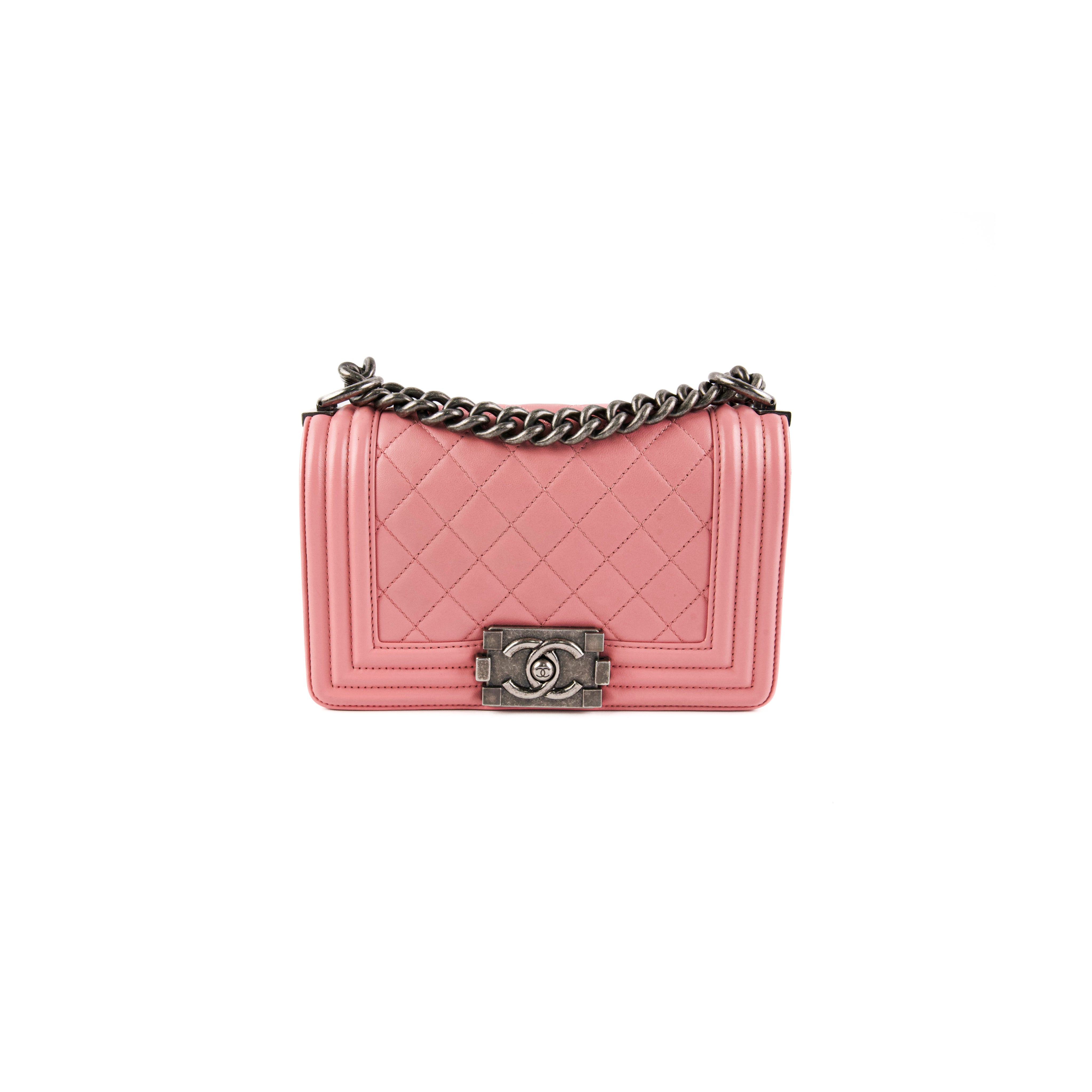 Chanel Small Lambskin Boy Bag in Pink - Luxury Crossbody Handbag for Women | Perfect for Date Night, Parties & Everyday Elegance