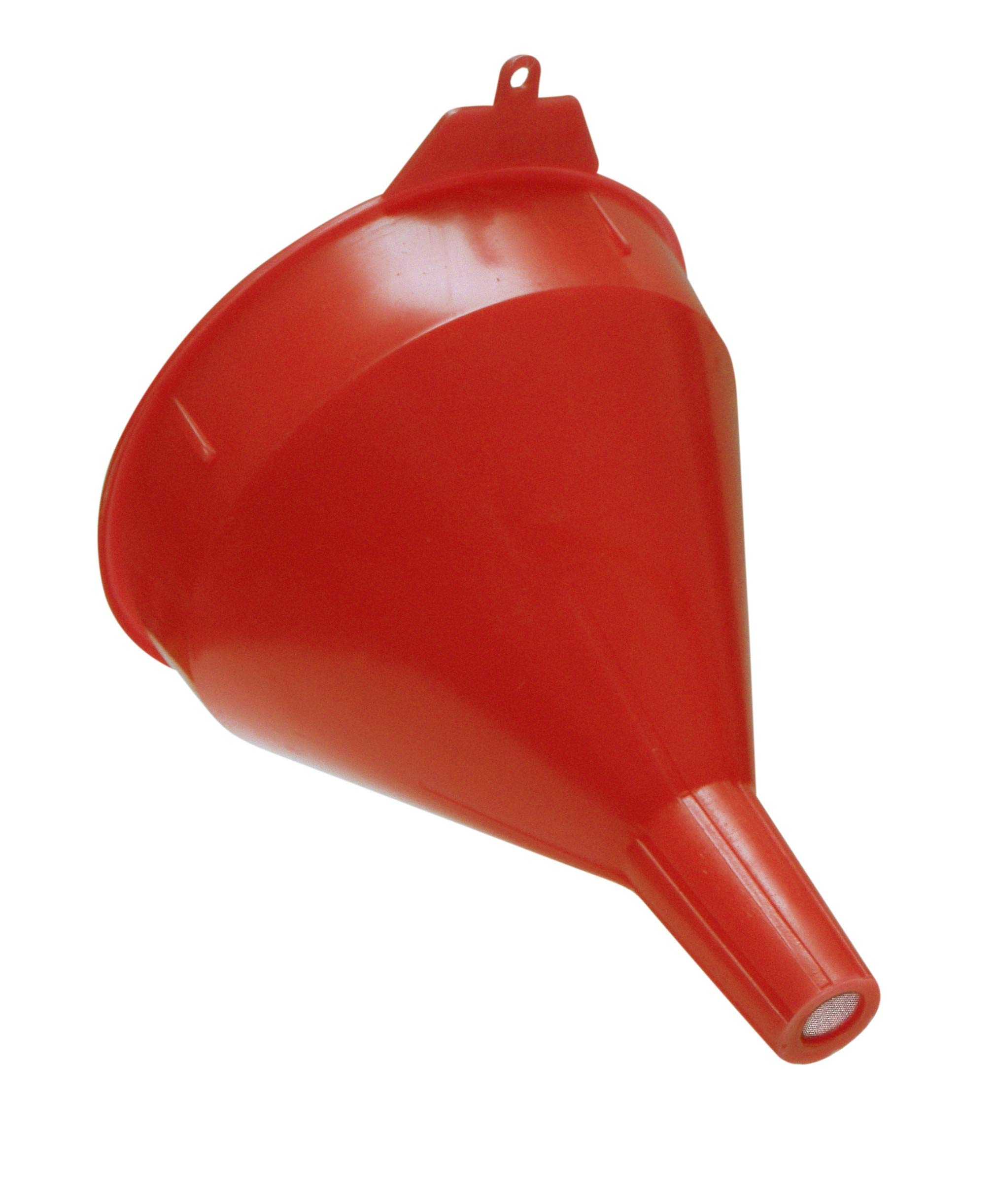 WirthCo 32002 Funnel King Red Safety Funnel with Screen/Strainer - 2 Quart Large Capacity for Oil, Fuel, Gas, Automotive Fluids - Perfect for DIY Car Maintenance, Garage Use & Workshop Applications