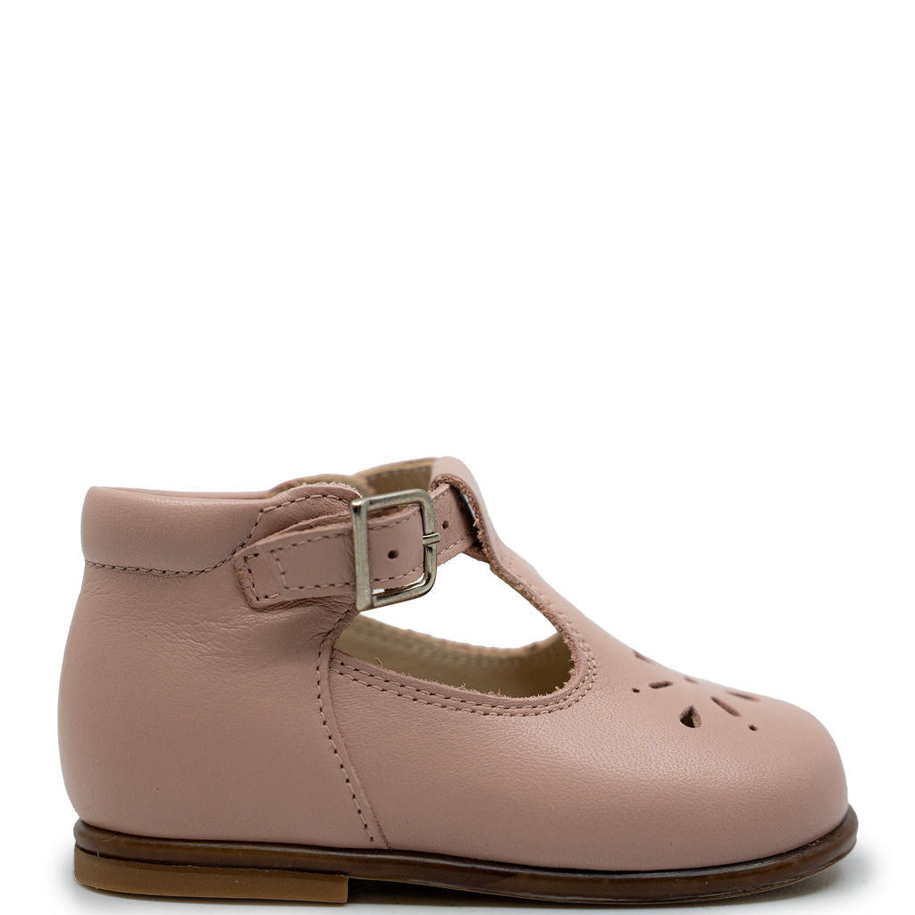 Beberlis Pink Perforated T-Strap Baby Shoes - Breathable & Comfortable First Walkers for Infants & Toddlers - Perfect for Special Occasions, Photo Shoots & Daily Wear
