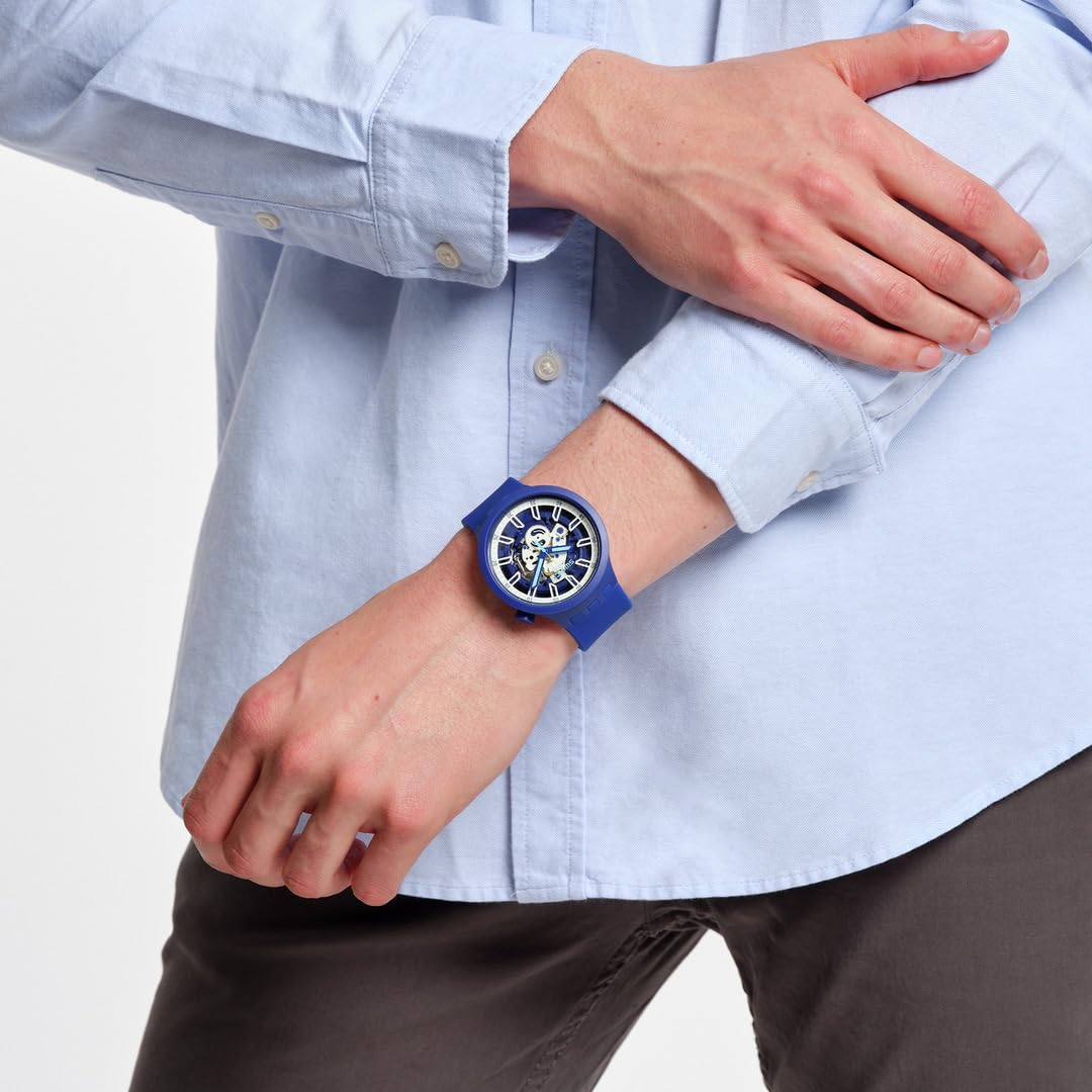 Swatch ISWATCH BLUE Unisex Watch - Water Resistant, Stainless Steel Case, Silicone Band (Model: SB01N102) | Perfect for Everyday Wear, Sports & Casual Outfits