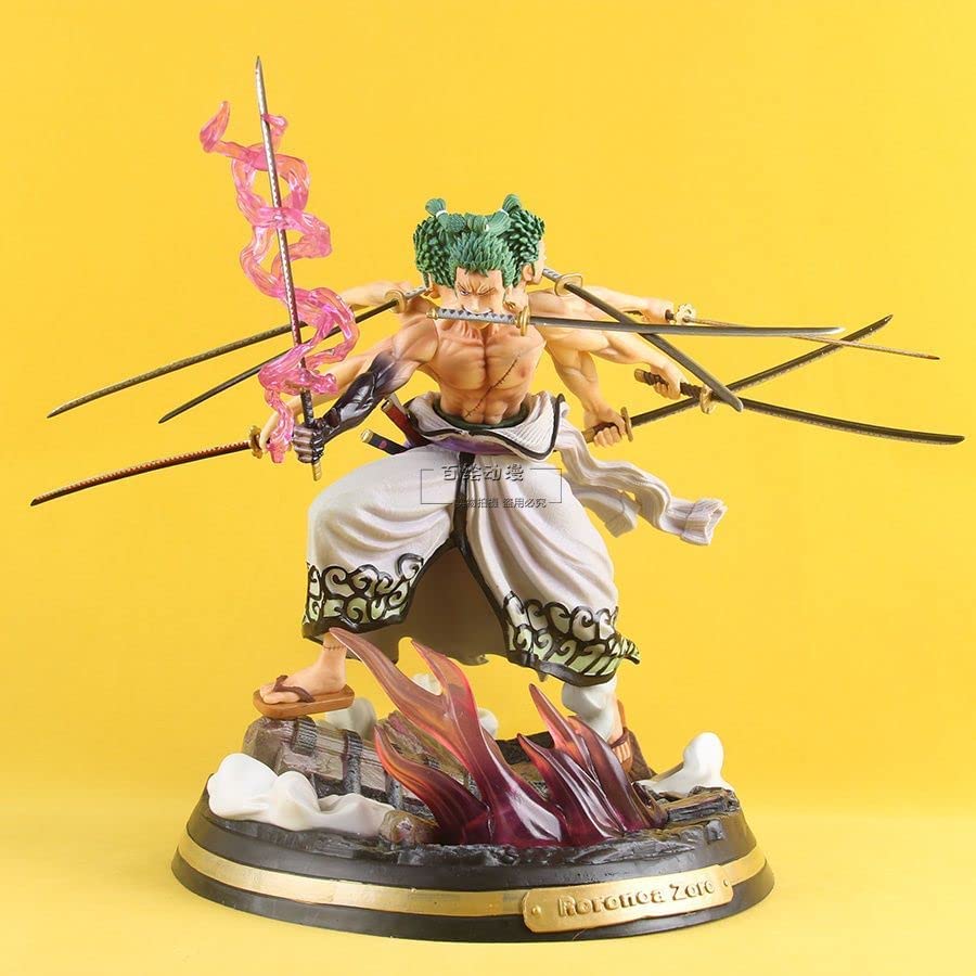 REOZIGN One Piece Anime Figure - Roronoa Zoro 12.2 Inch Large Statue with Nine Swords Asura Style | Three Heads & Six Arms Design | Perfect for Anime Collectors, Home Decor, and Gift Giving